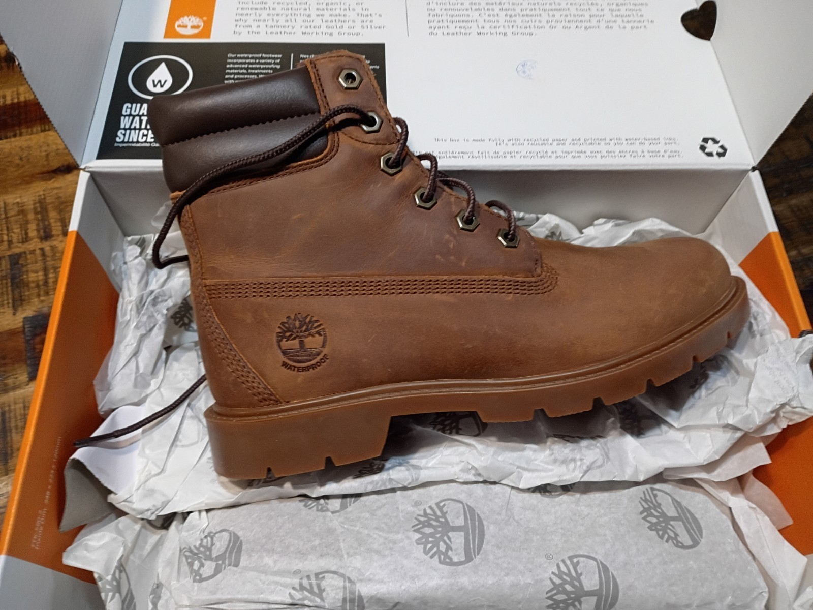 Timberland Womens Linden Woods 6″ Waterproof Premium Leather Boot Sz 9.0 Brown