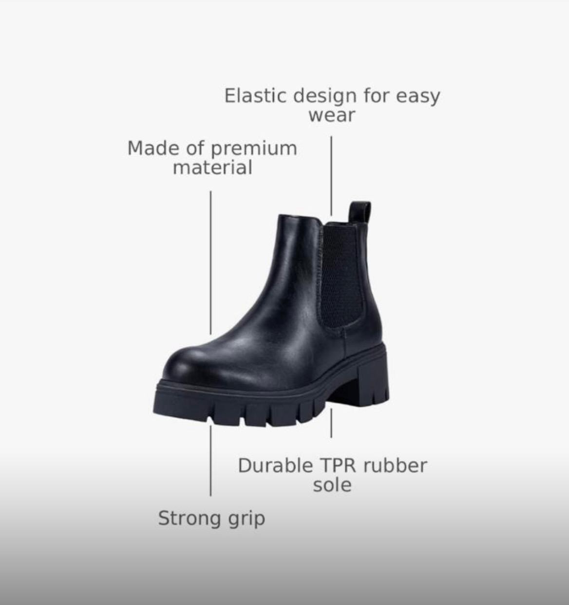Vepose 936 Chelsea Black Women’s Boots, Platform Lug Sole, Size 7.5. NEW W/o Box