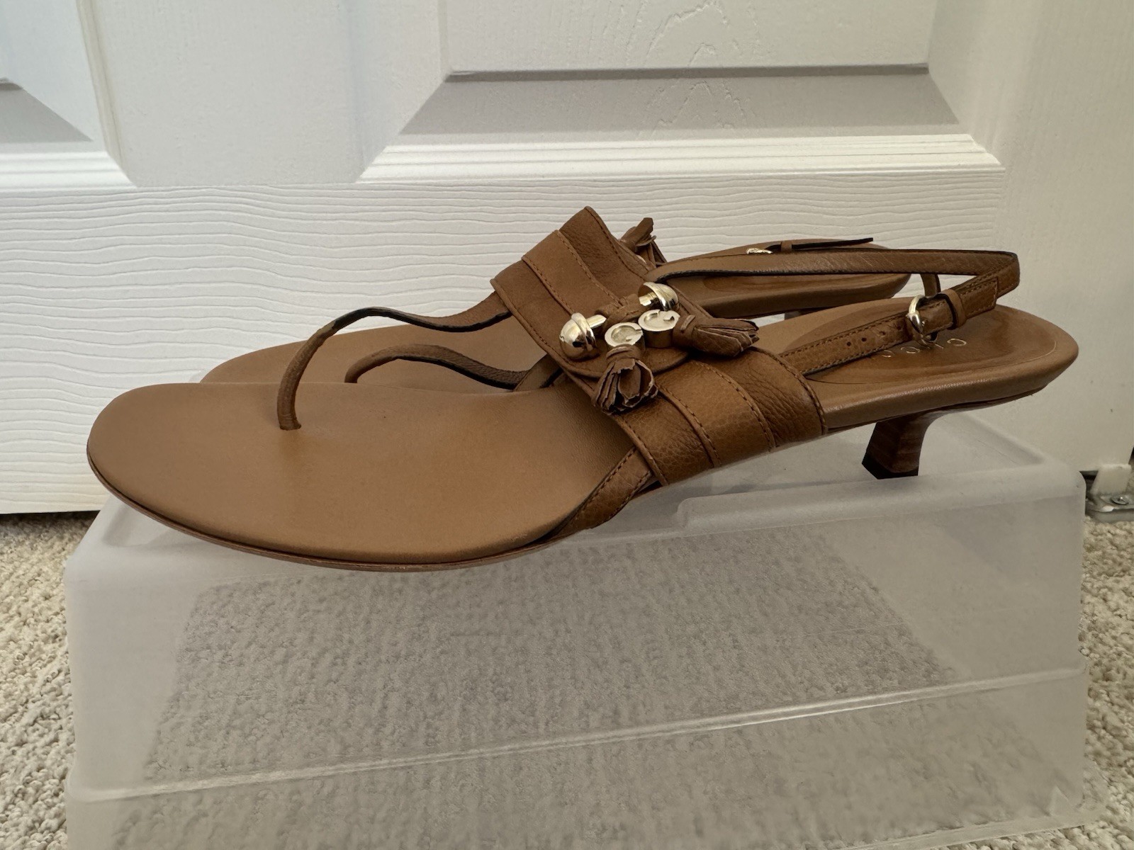 Gucci Women’s Brown Leather Strappy Thong Sandals Ankle Strap Buckle Logo EU 41
