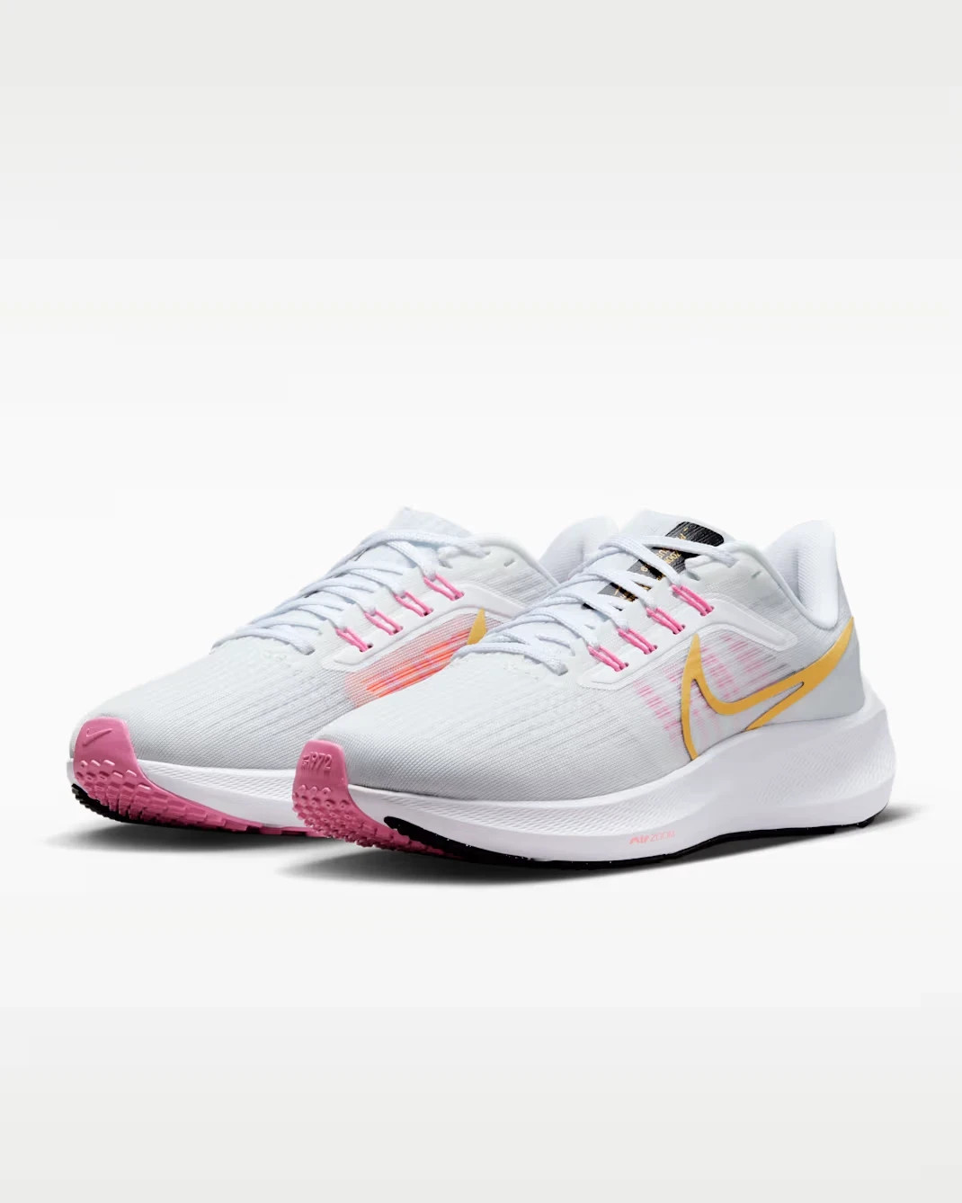 Nike Air Zoom Pegasus 39 White Gold Pink Mesh Sneakers DH4072-104 Womens Size