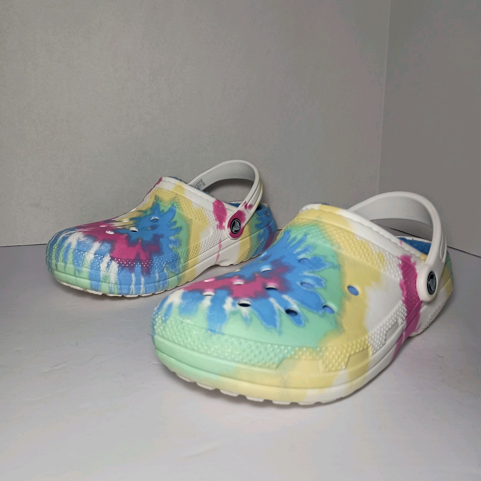 Crocs Clogs Unisex Baya Fuzzy Lined TieDye Pastel Swirl Spacecore Women 8/Men 6