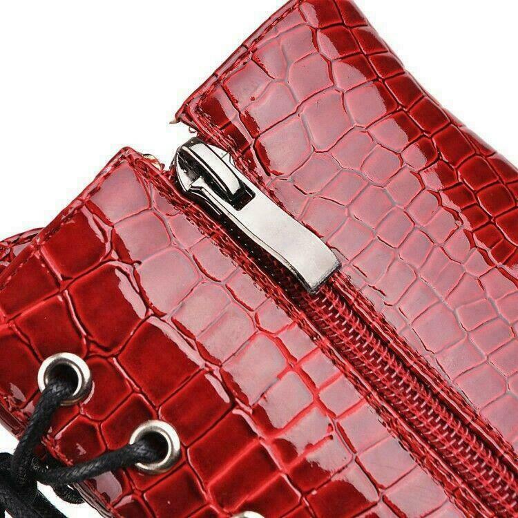 Snakeskin Pattern Women’s Lace Up Ankle Boots Stilettos Heels Shoes Pointed Toe