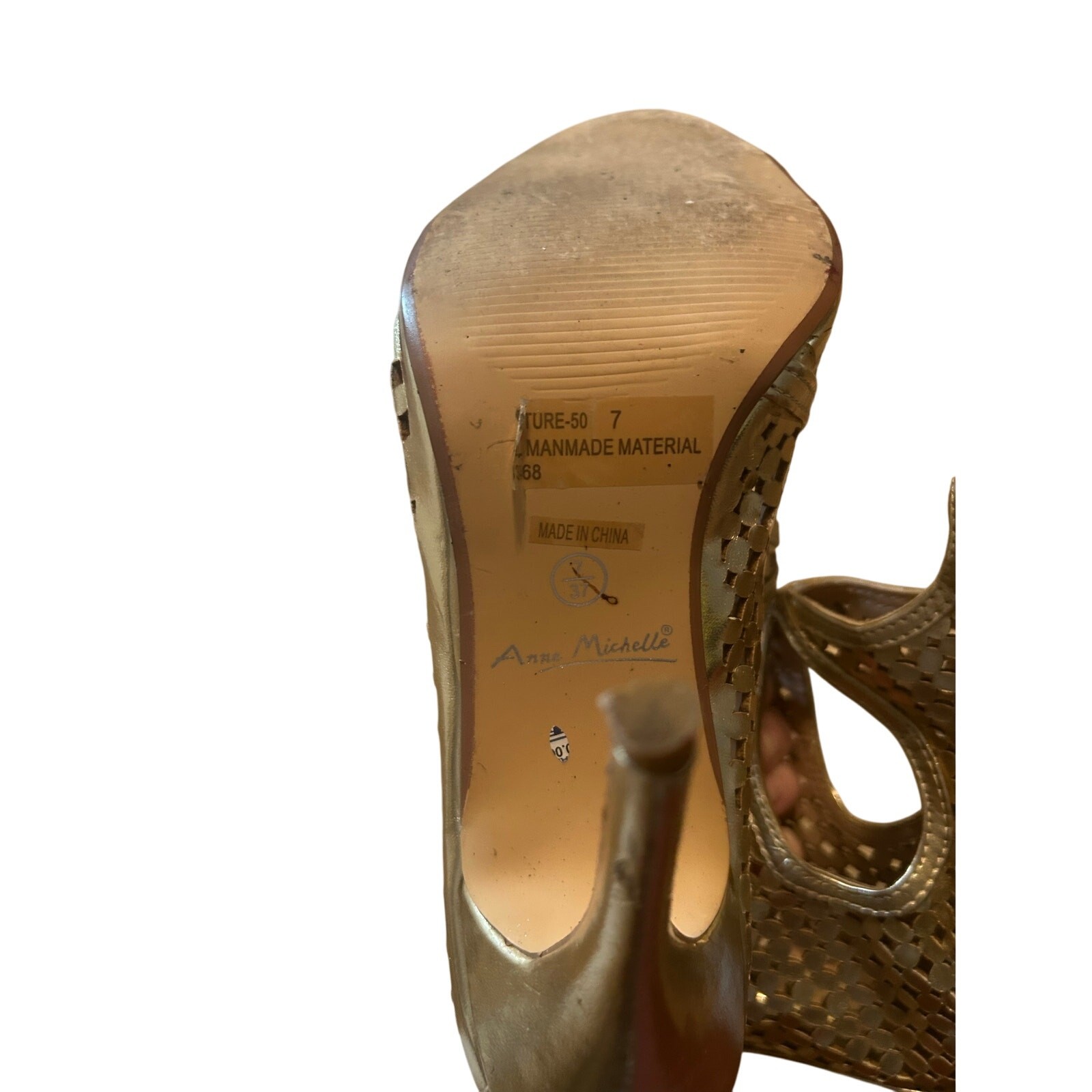 Anne Michelle Gold Y2K Style Gladiator Heels 7