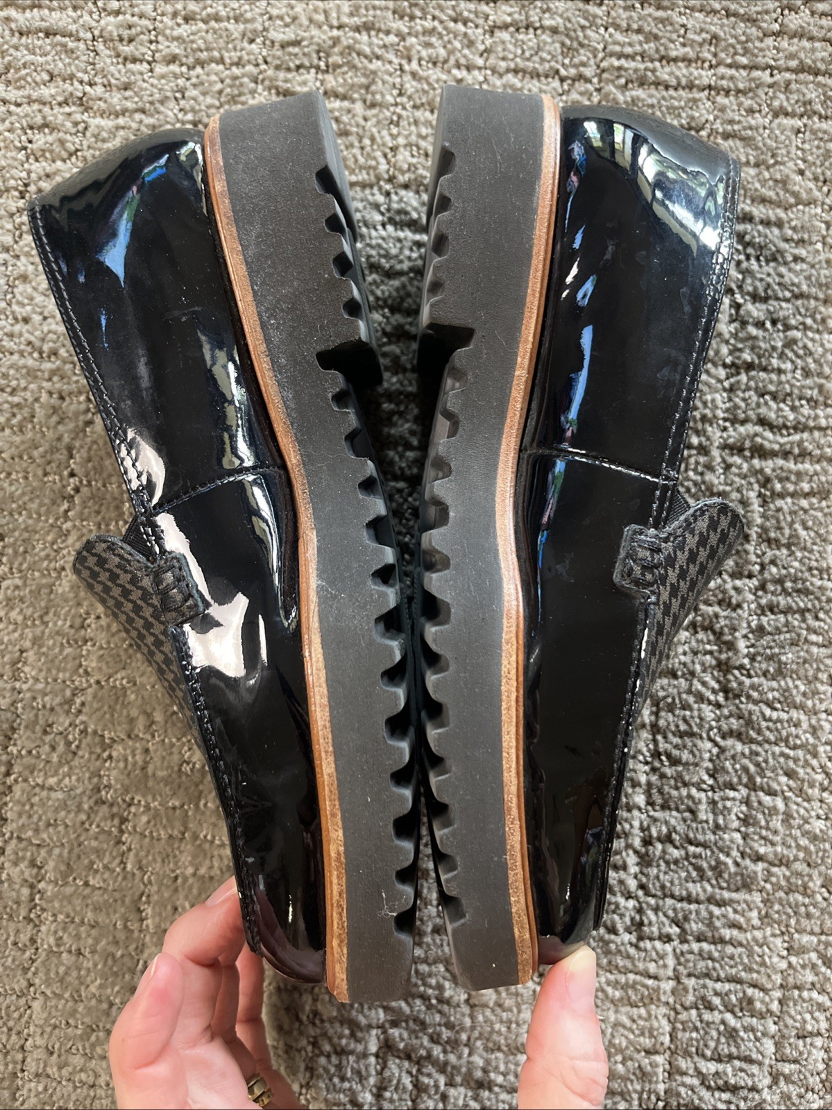 Paul Green Patent Leather Loafers Chunky Heel Women’s Black Brown 6.5