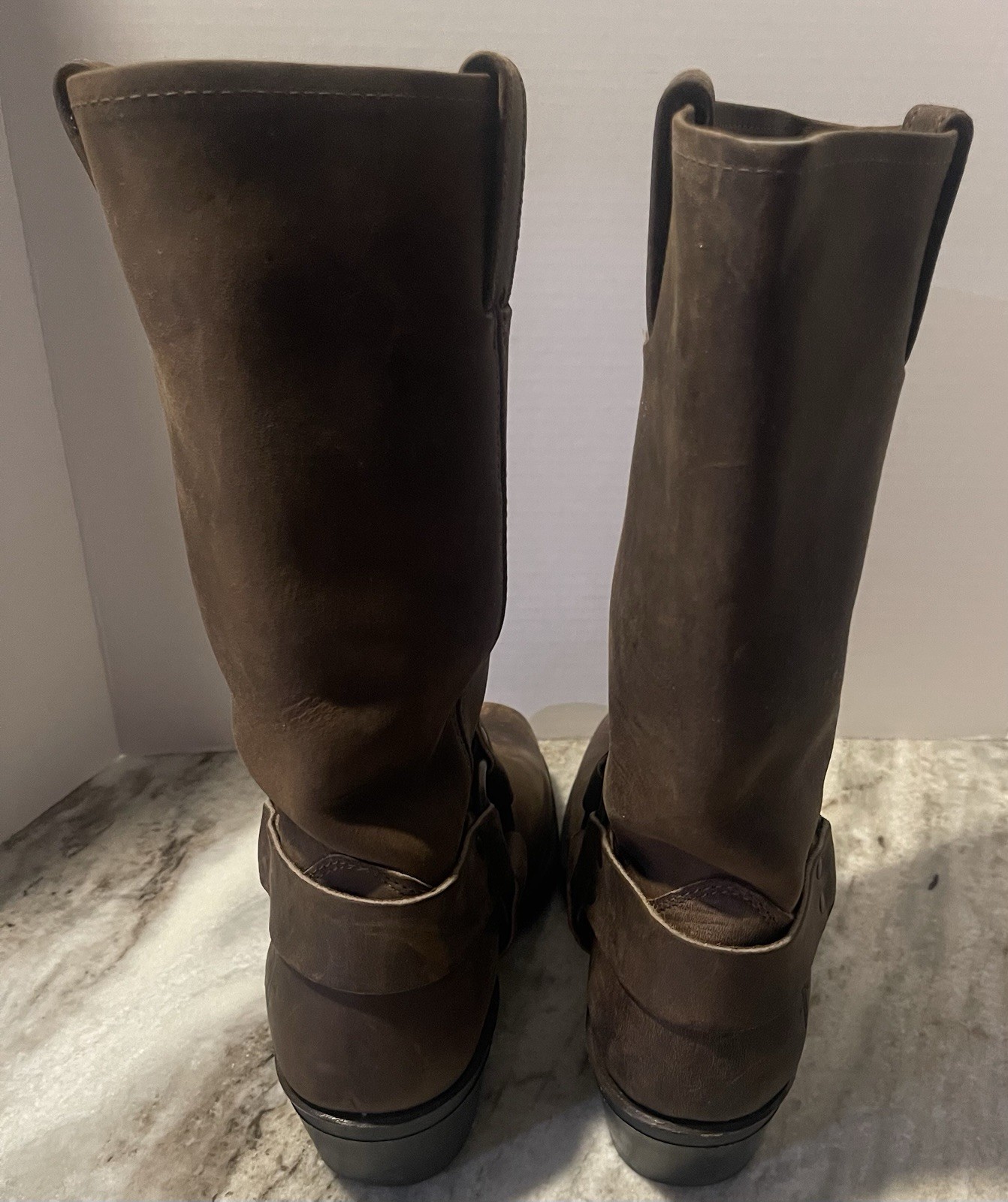 Brown Frye Harness Motorcycle Boots Square Toe 8 1/2 M
