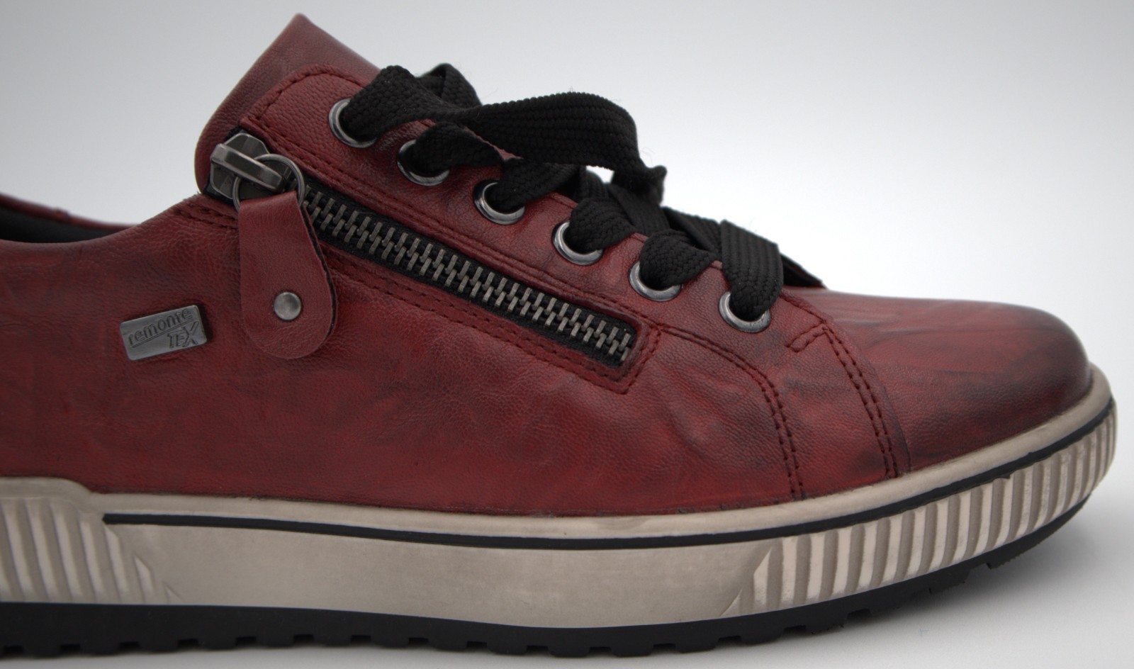 Remonte Maditta 00 Leather Sneakers Red EU 37 US 6–6.5 Women Lace-Up Side Zip