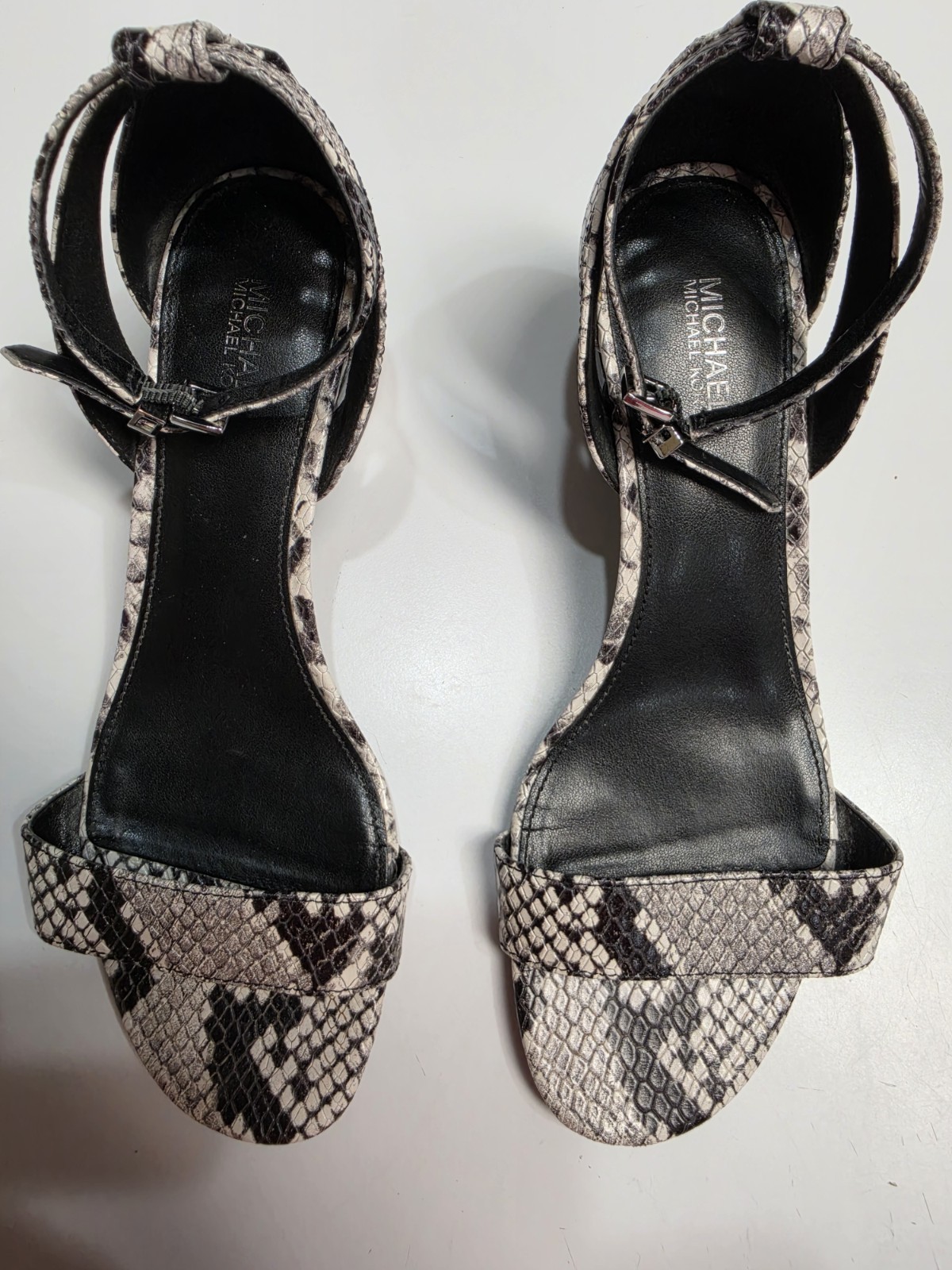 Michael Kors Lilah Block-Heel Snakeskin Leather Sandal Size 9