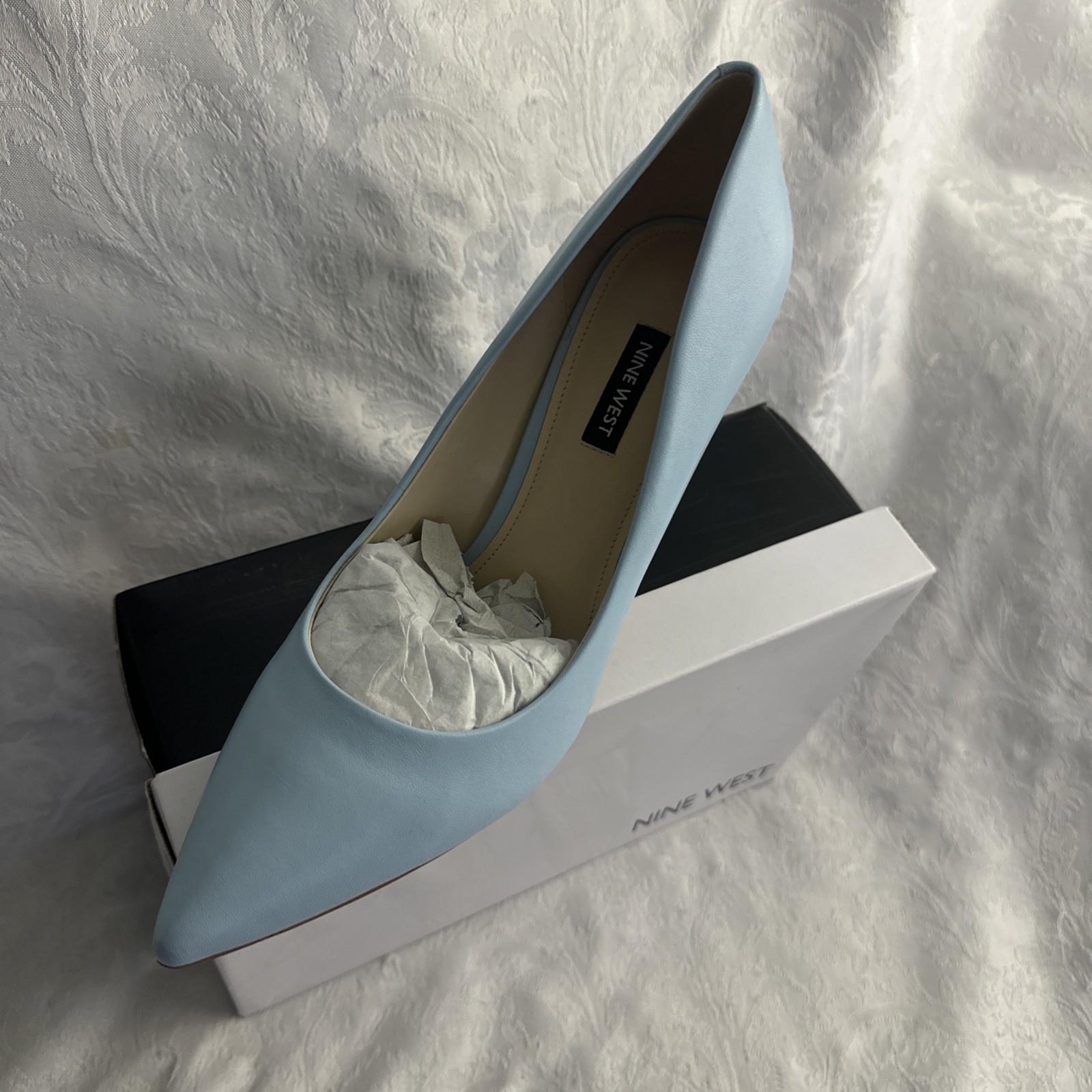 NINE WEST EZRA POINTED TOE PUMPS MEDIUM BLUE 420 SZ 12 MED BNIB