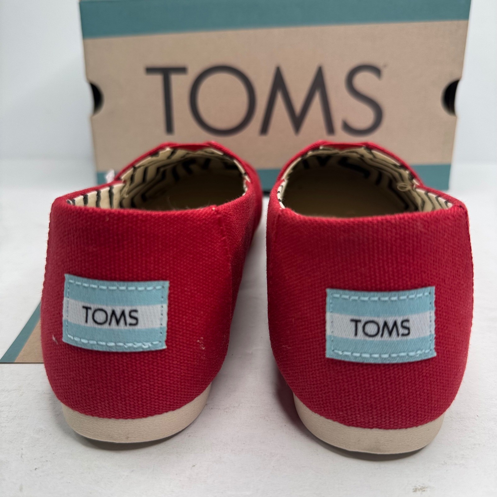 TOMS Alpargata Red Recycled Cotton Canvas Slip On Shoes Womens 6.5 10017743