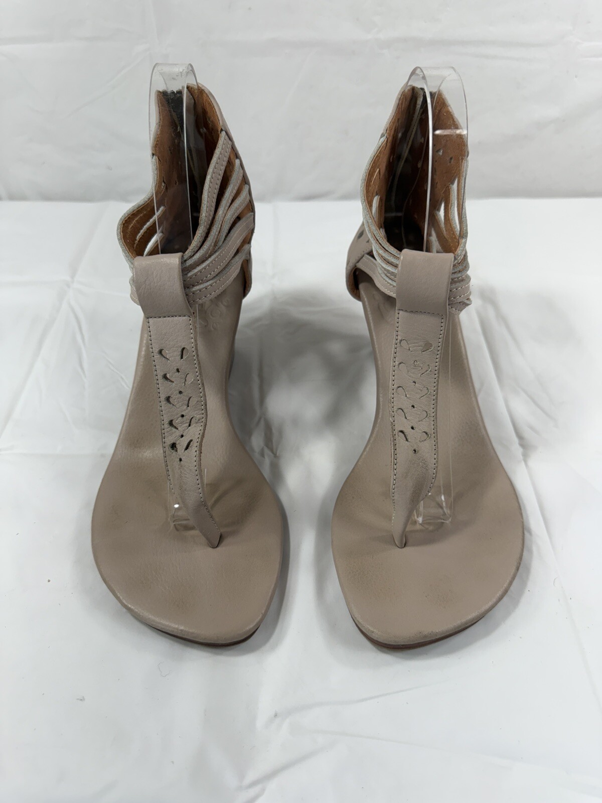 bali ELF Leather Bora Bora Rear Zip Handmade Wedge Sandal Size 8 thong