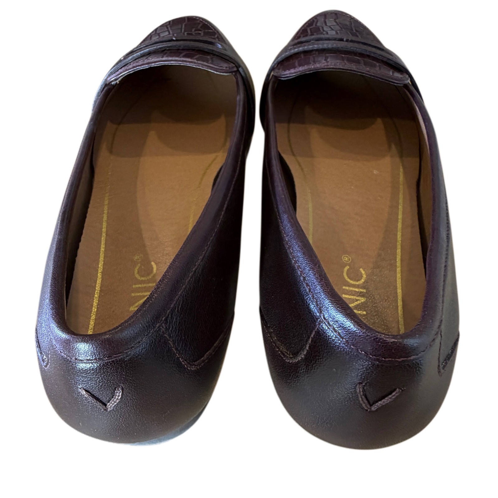 Vionic Savannah Flats US 8 Burgundy Croc Embossed Leather Comfort Orthotic