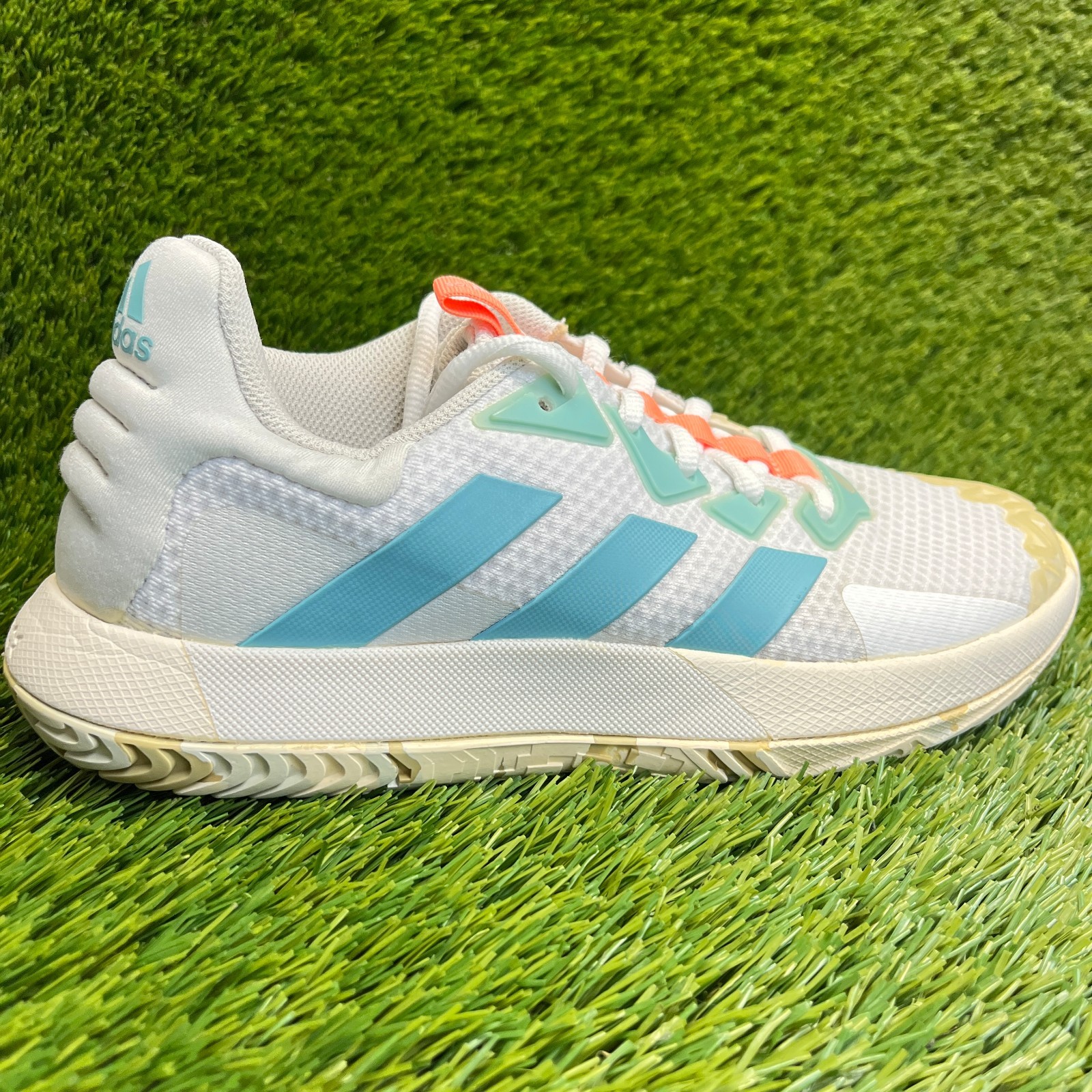 Adidas Solematch Control Womens Size 9 White Blue Athletic Tennis Shoes Sneakers