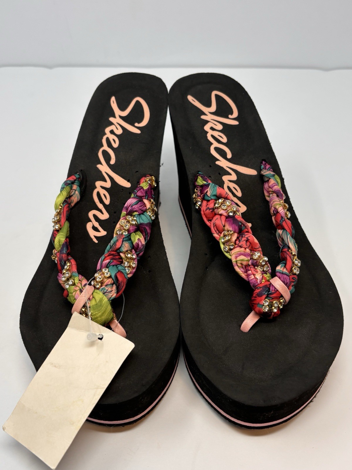 VTG 90s Y2K Skechers Sandals Sz 9 Platform Floral Butterfly Flip Flop Foam