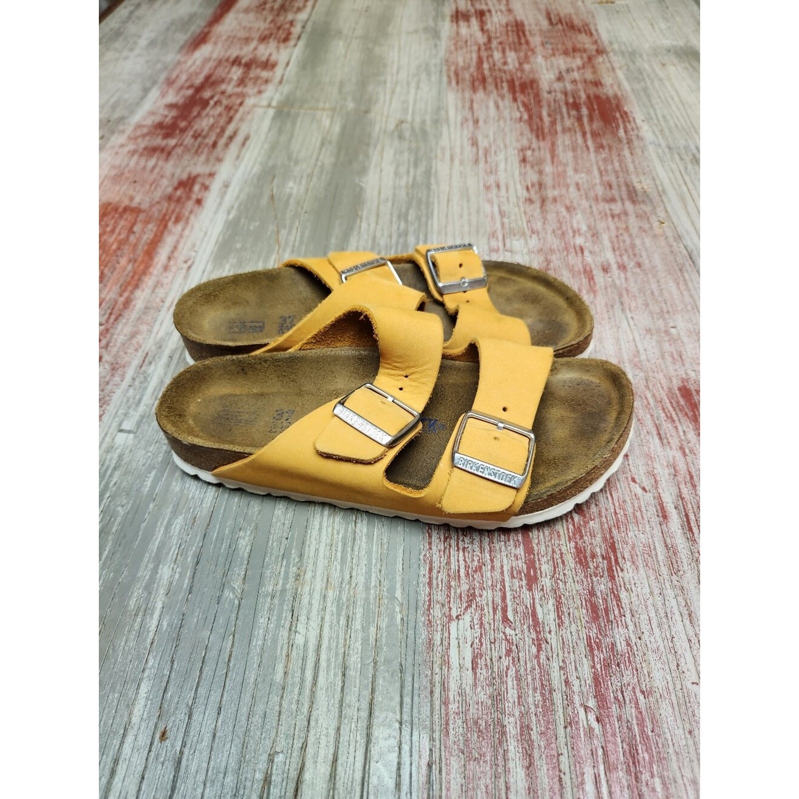 Birkenstock Arizona Soft Footbed sandals in apricot Orange Sherbet Color