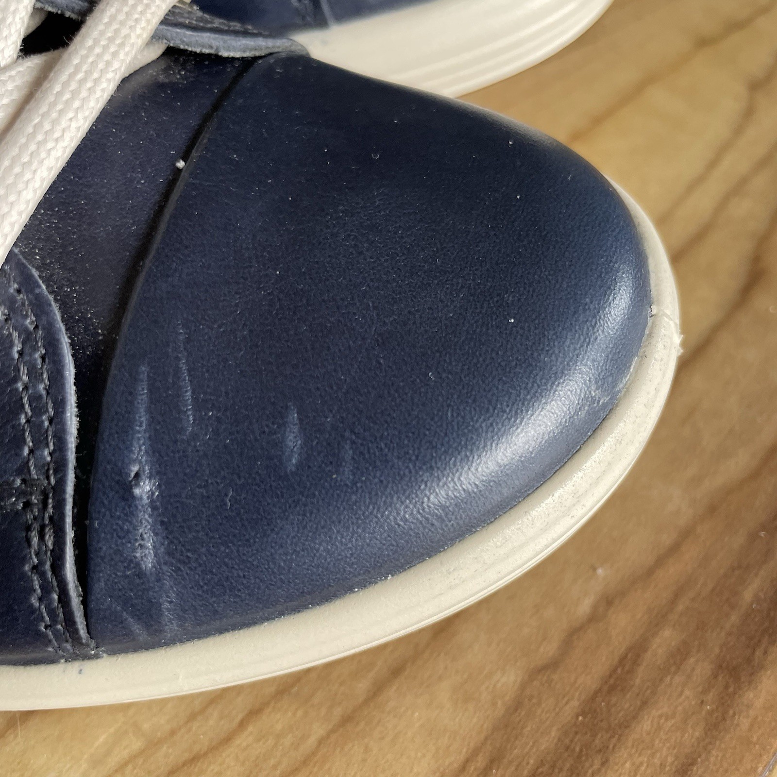 ECCO Soft 7 Women Leather Lace Up Sneaker Marine Blue Size 5-5.5 EU 36