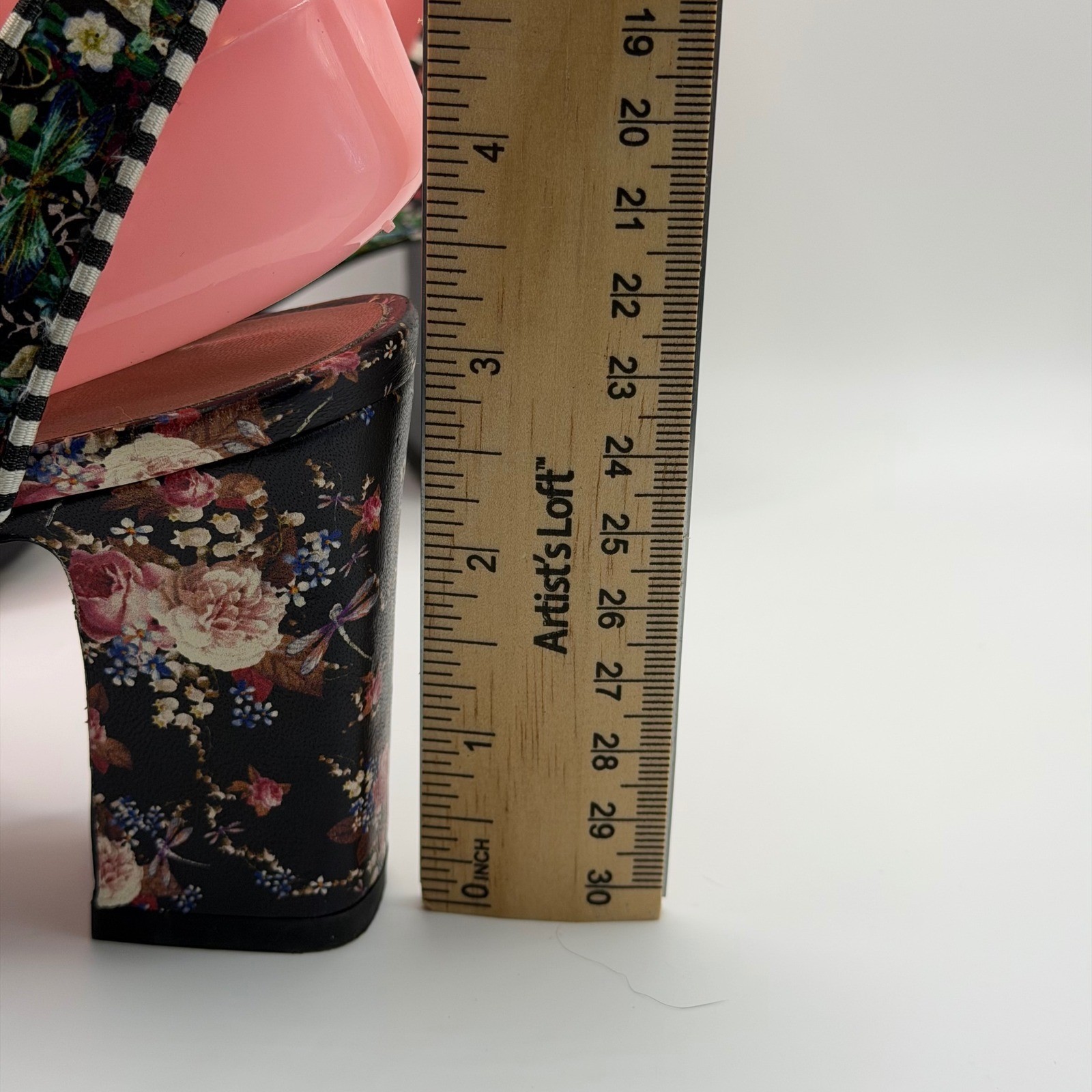 Tabitha Simmons Leticia Floral Block Heel Sandals Striped Trim Size 37