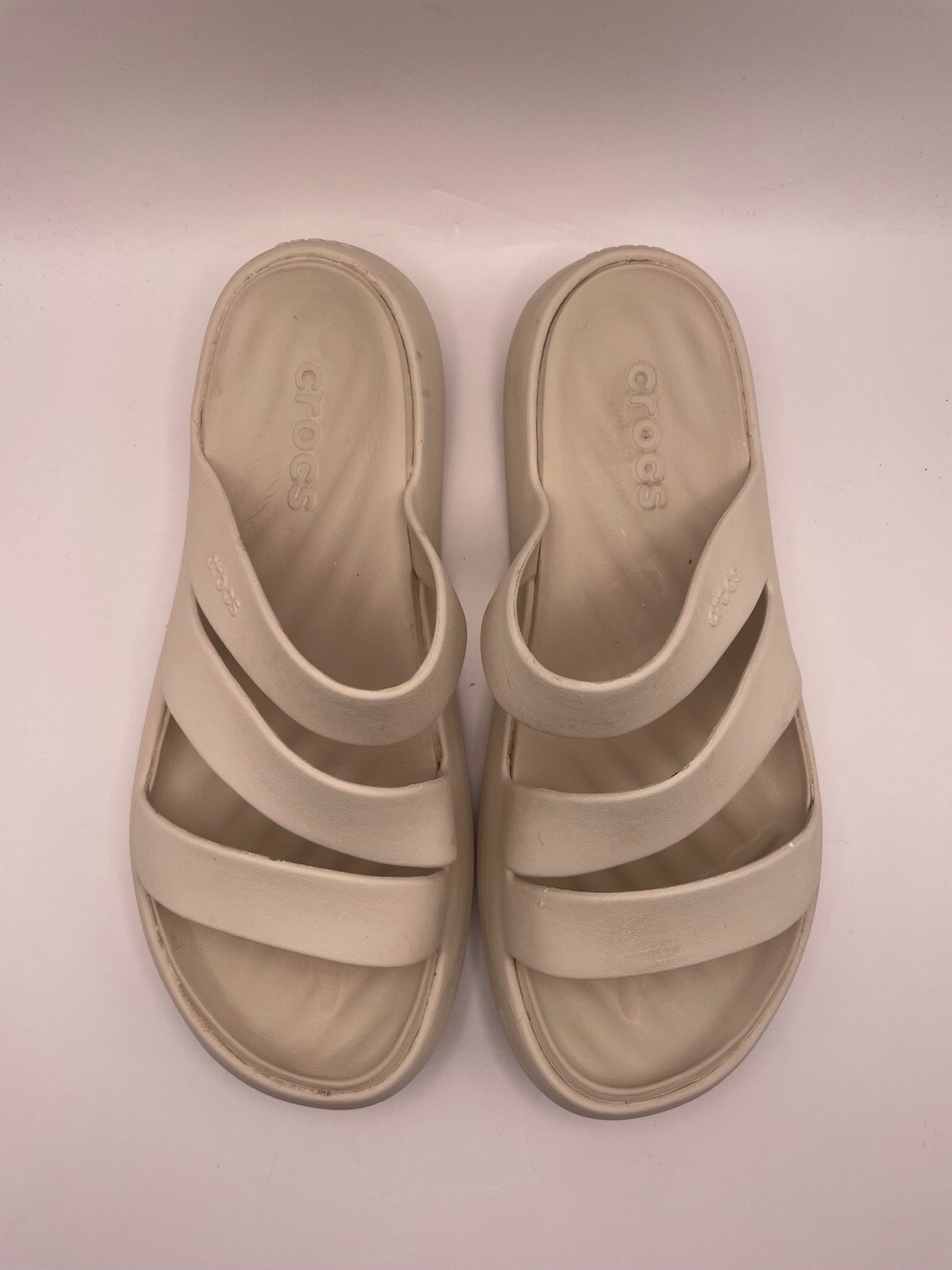 Crocs Getaway Strappy Sandals/Slides Ivory Women’s Size 8 Slip On, Summer