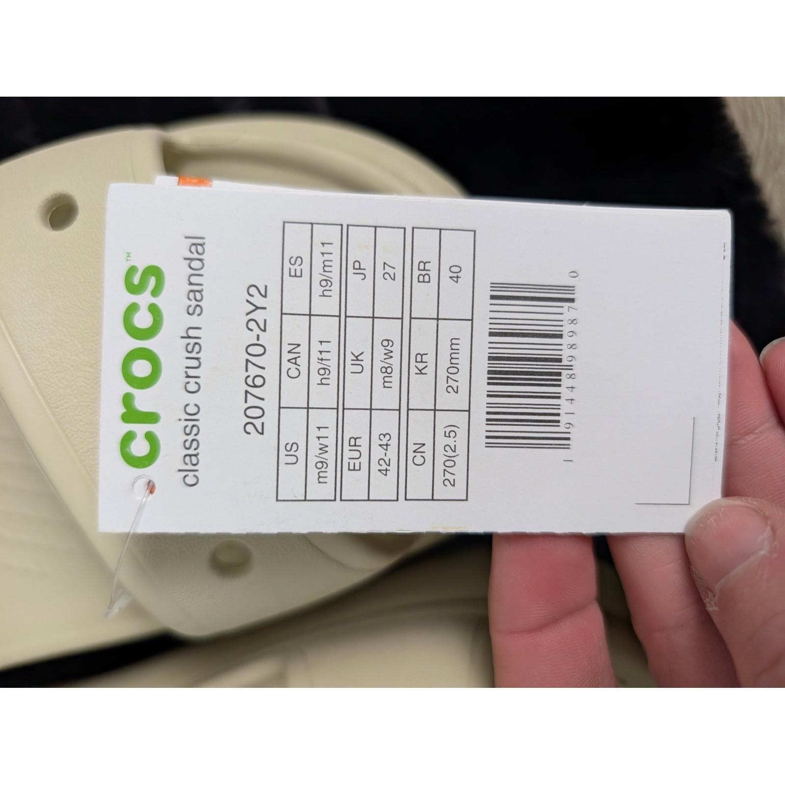 Crocs Classic Crush Sandal Women SZ-11 Men SZ-9 Bone New Platform Slide