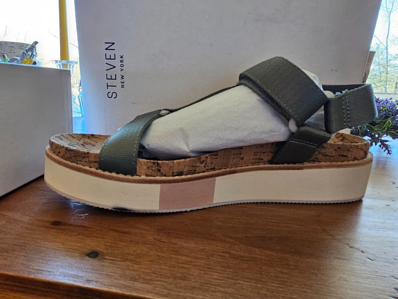 STEVEN New York Olive Green Platform Sandal