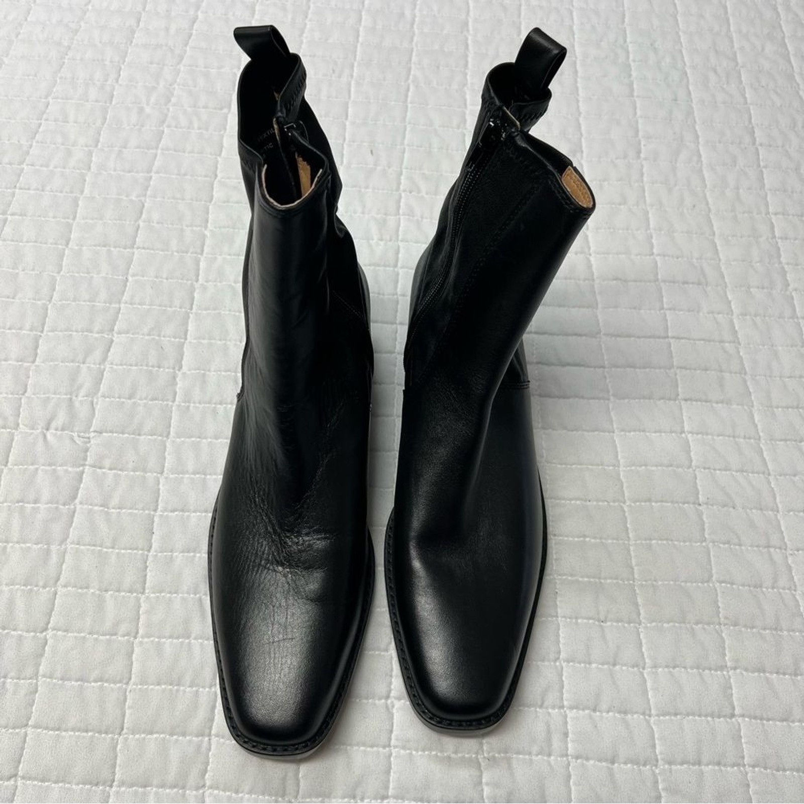 Madewell The Idris Ankle Boot in True Black Leather Size 9