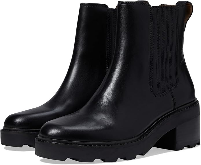 Madewell The Gwenda Platform Ankle Boots in Leather True Black, Size 6