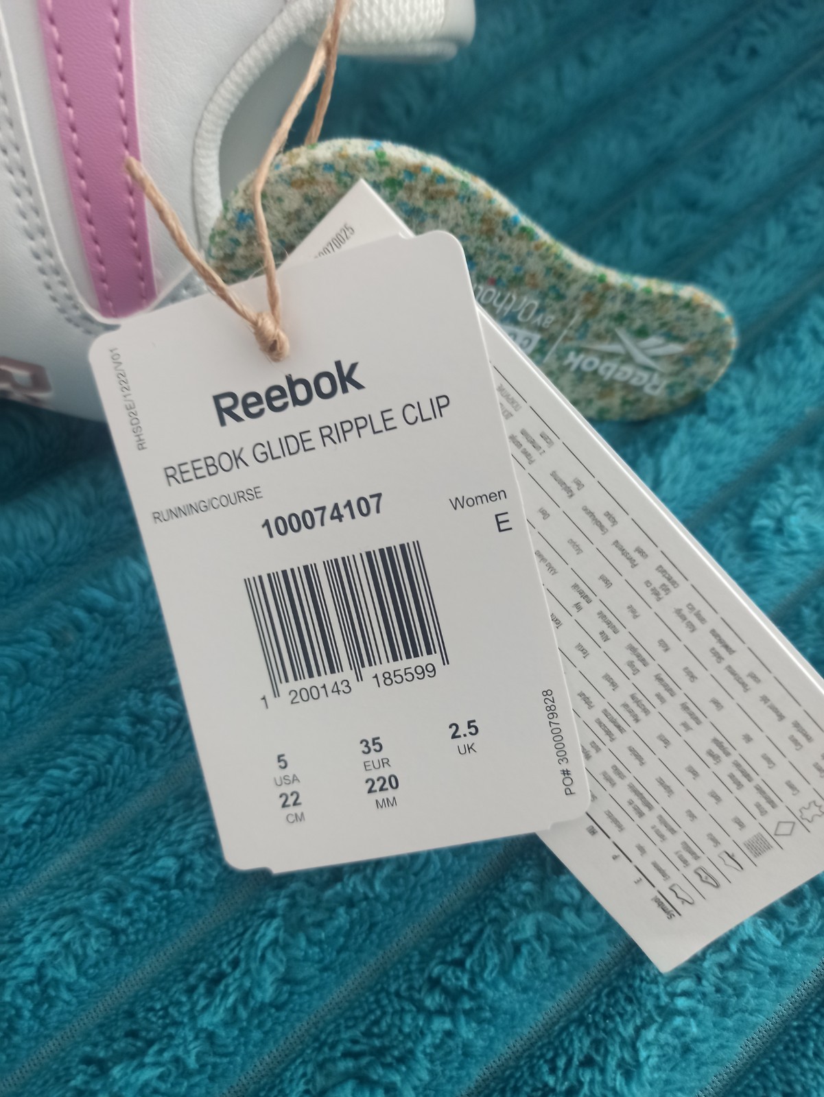 Reebok Glide Ripple Clip Women’s Sneakers White/Pink Size 35 NWT