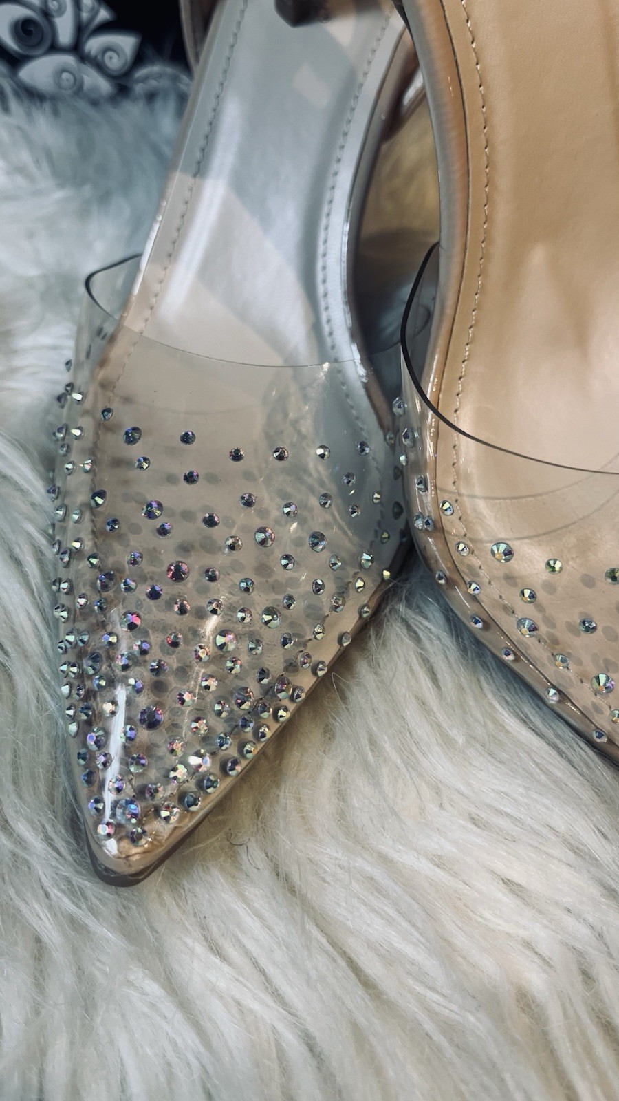 Nude Rhinestone Pointed Toe Pumps Women’s Bridal Wedding Formal Evening Heels