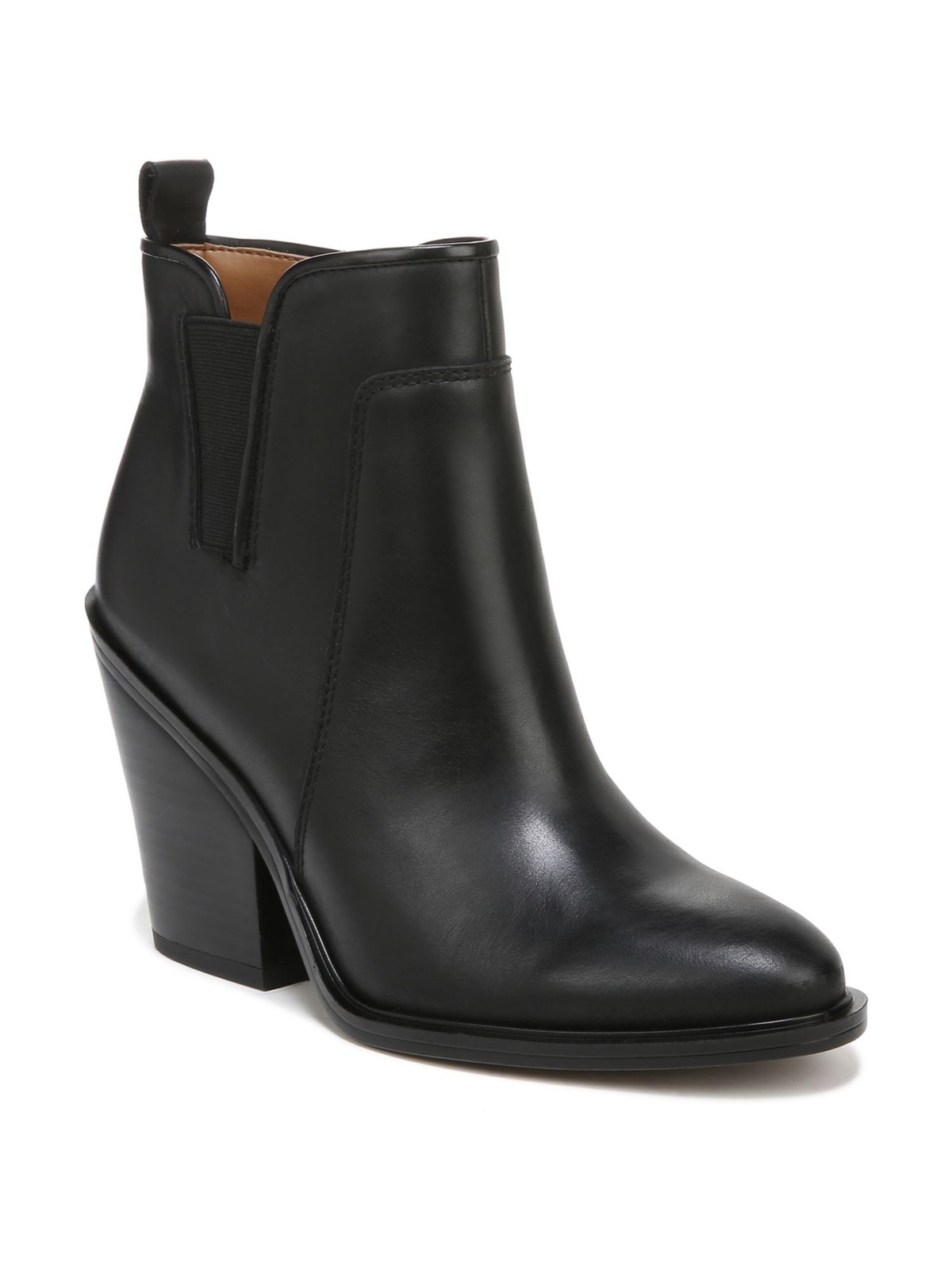 FRANCO SARTO Womens Black Back Pull-Tab Gamble Block Heel Leather Booties 8 M