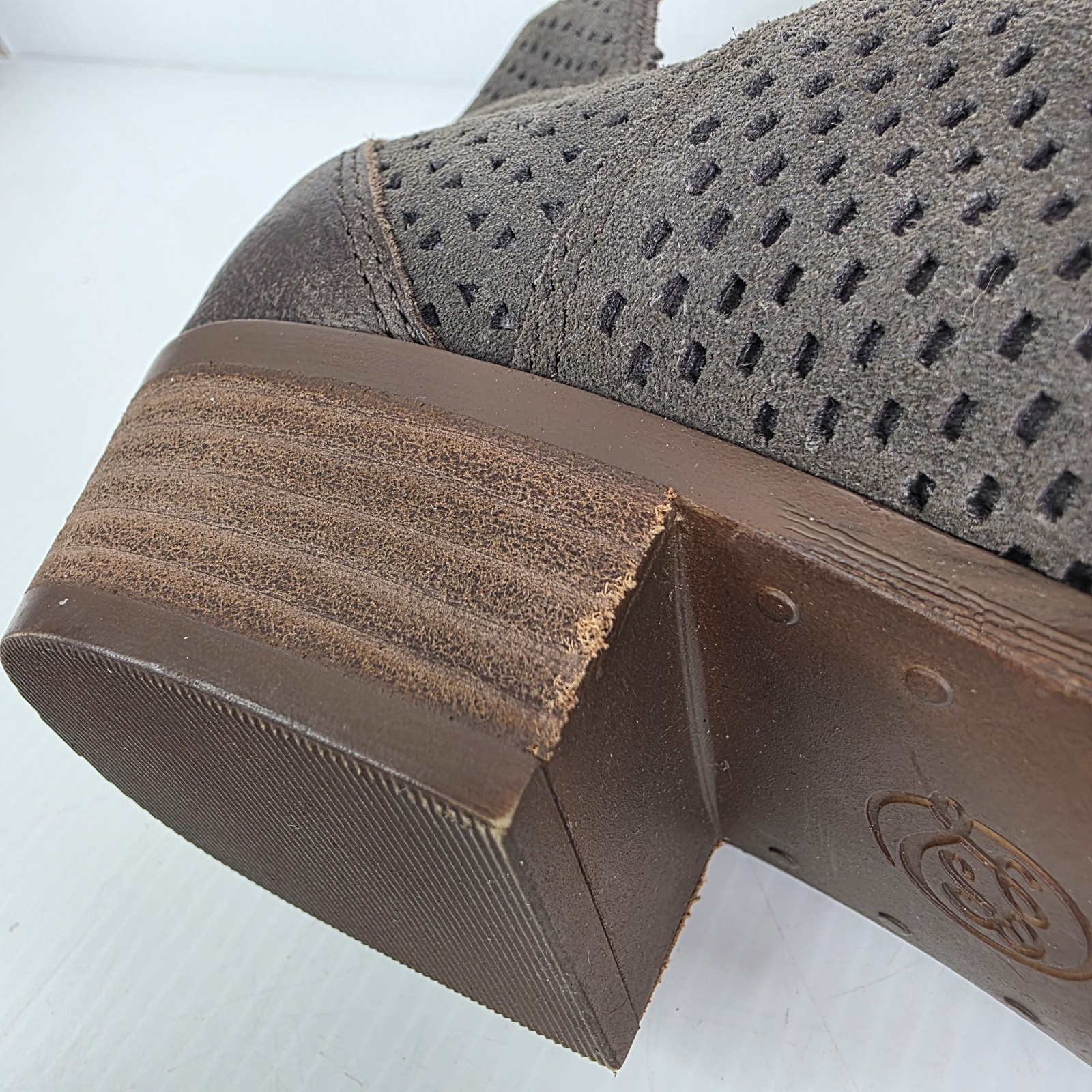 LUCKY BRAND Brown Gray Leather Suede Booties Womens Sz 9.5