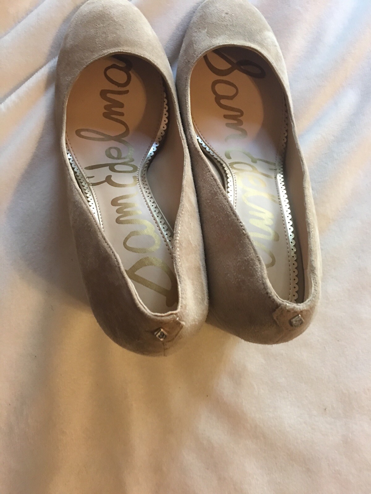 Sam Edelman JUNIE Round Toe Suede Pump Heel BEIGE SZ 9.5