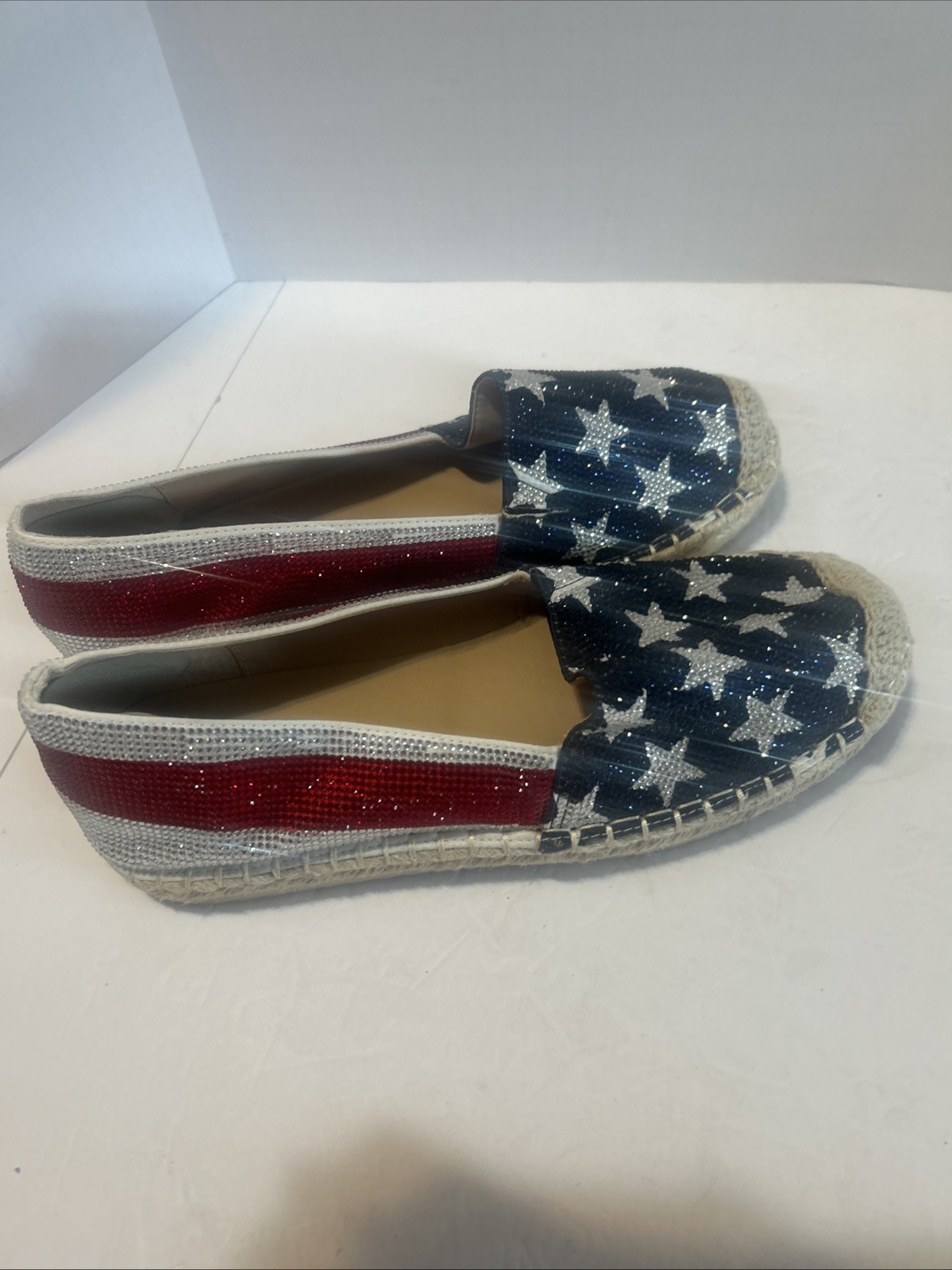 I.N.C International Concepts Red White Blue American Flag Glitter Shoes Sz 7.5