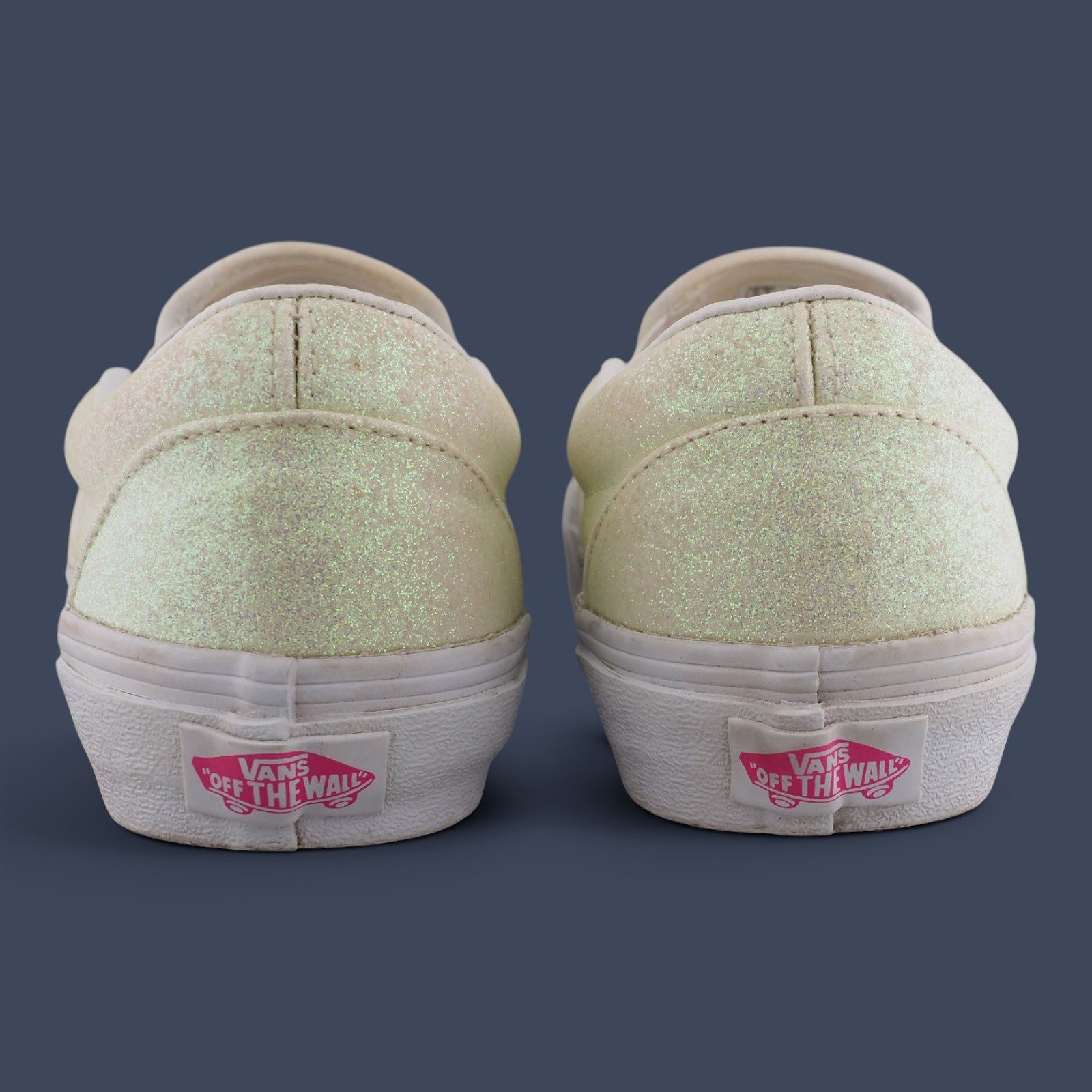 Vans Classic Slip-On Iridescent Glitter Green / Pink Sneakers Low Tops Women 7