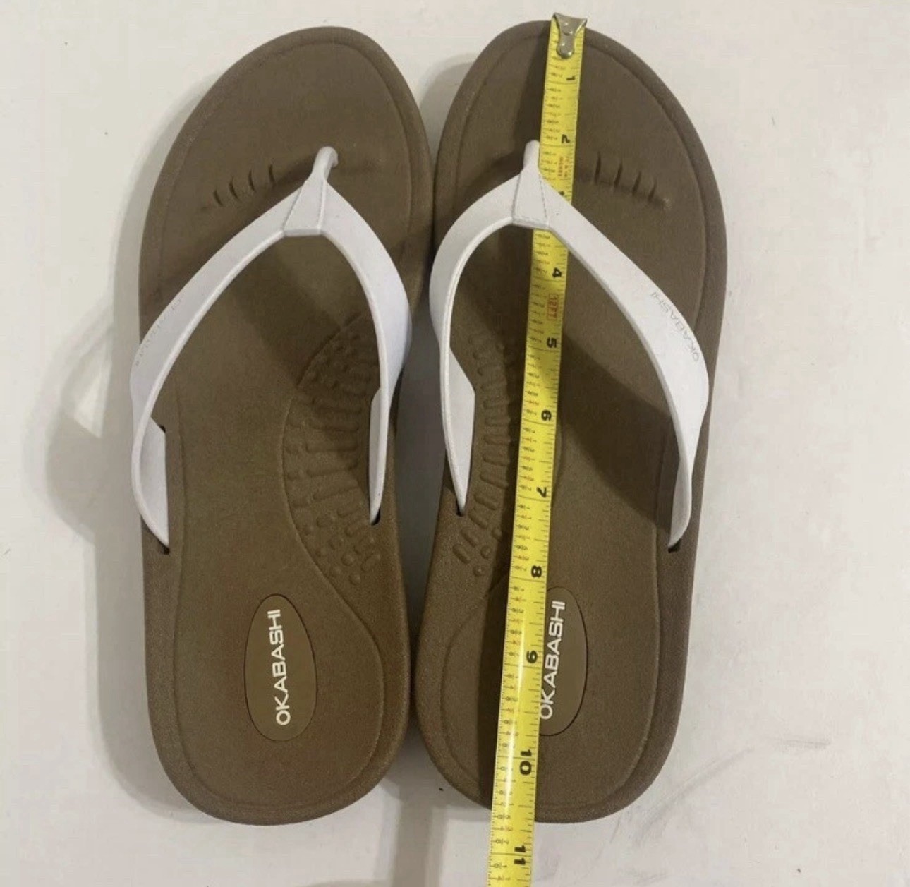 Okabashi Womens L (US 9-10) Breeze Flip Flops Toffee White Comfortable USA Made