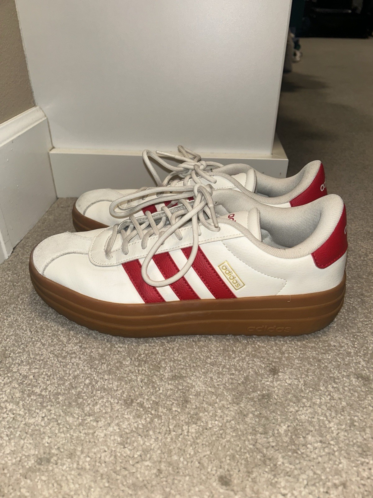 Adidas Womens Vl Court 3. Court_3.0 Red White Size 8.5 Excellent Condition