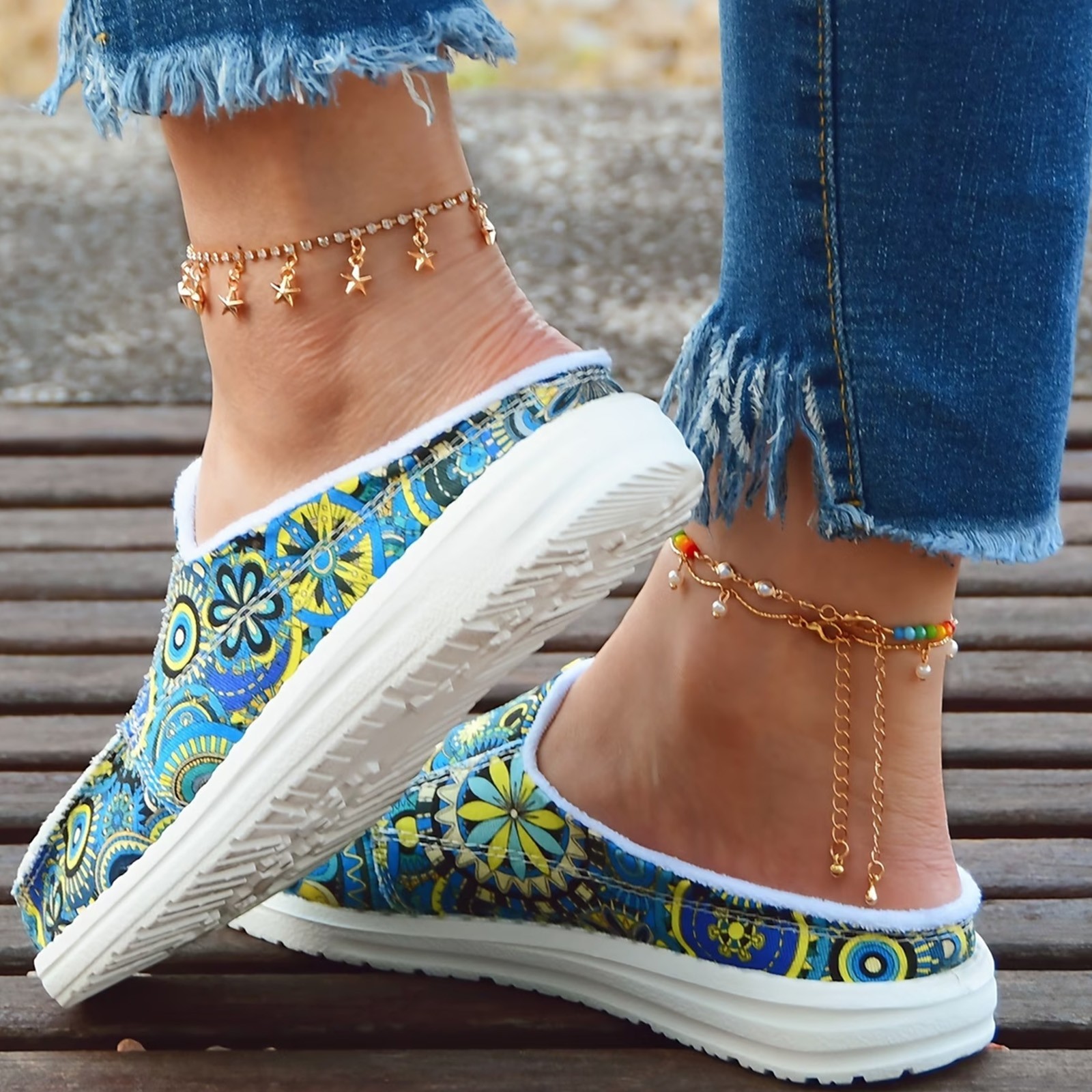 Women’s Casual Slip-On Shoes Colorful Round-Toe Flat Shoes