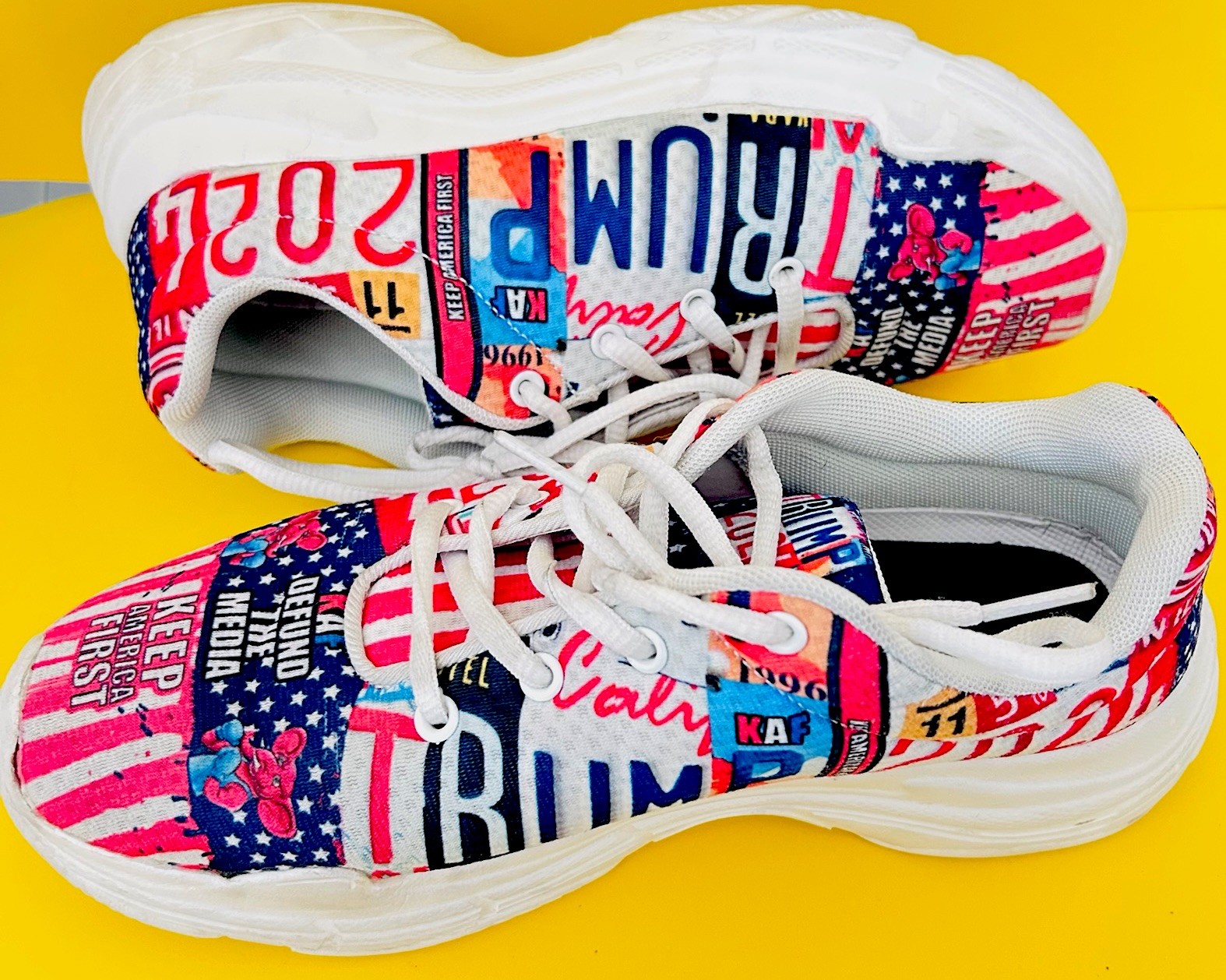 Trump 2024 Novelty Sneakers Women’s US 8 Men’s 6 EU 39 Patriotic Flag Shoes