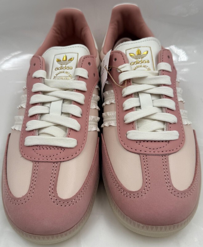 ADIDAS SAMBA OG W JR8830 WOMENS SIZE 7.5 PINK & WHITE RUFFLE STRIPES CASUAL SHOE