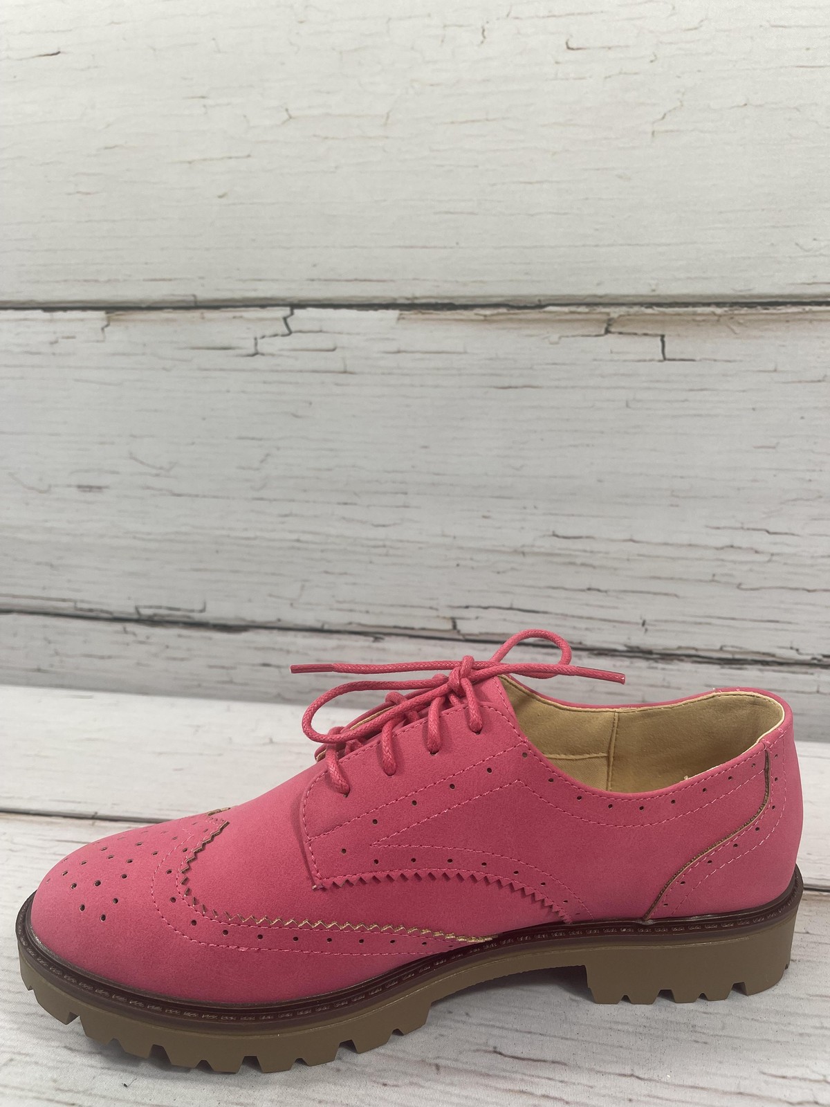 Journee Collection Claudiya Shoes Womens Size 9 Pink Faux Suede Oxford Flats