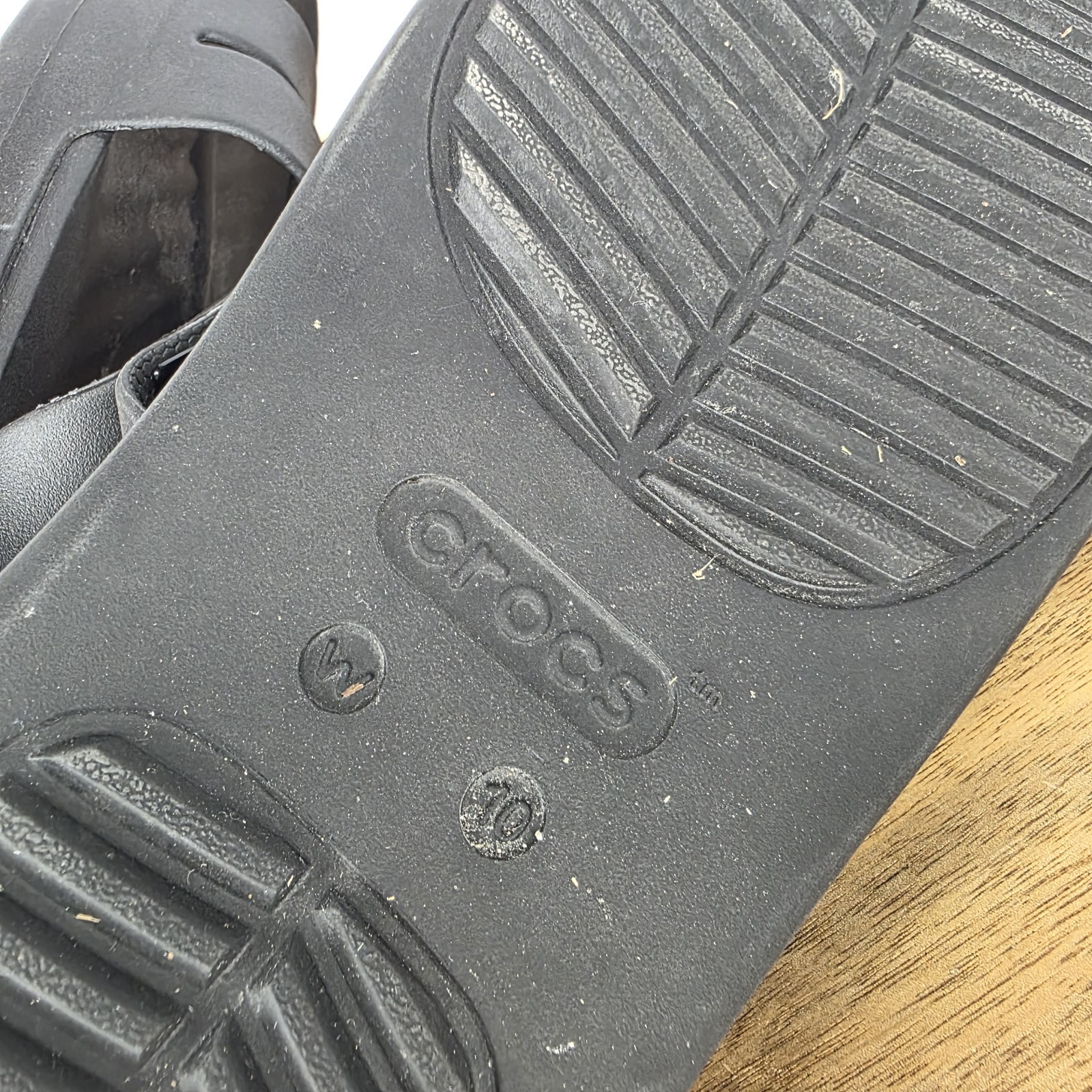 CROCS GETAWAY STRAPPY Slide Platform BLACK Sandals Sz W 10 Comfort Minimalist