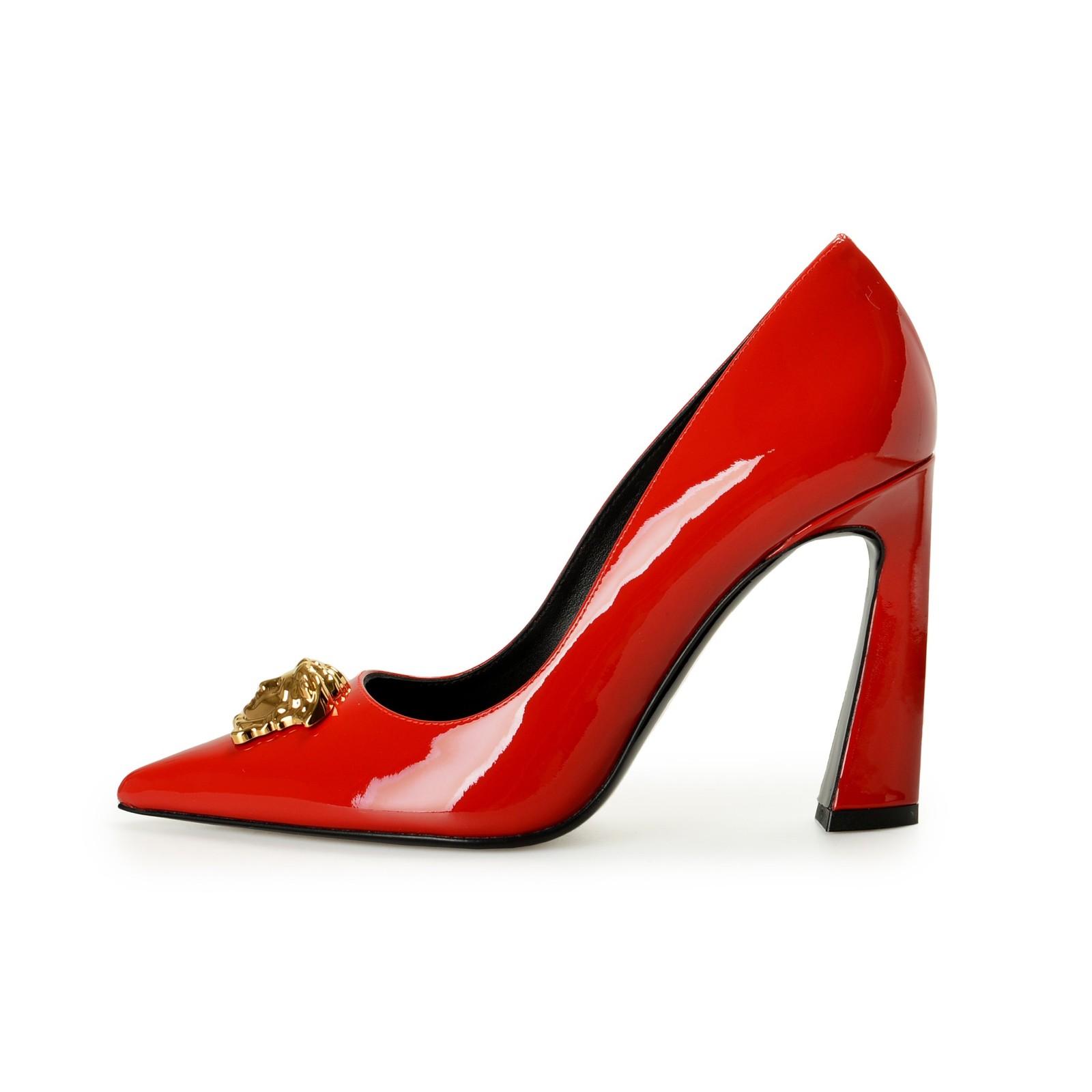Versace Women’s Gold Medusa Red Patent Leather High Heel Pump Shoes US 6 IT 36