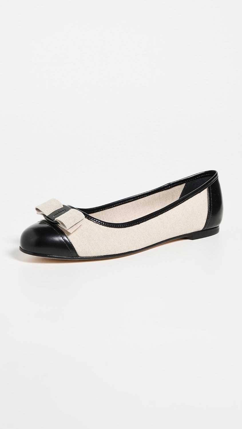 Ferragamo Canvas Leather Varina Flat Sz 8 New