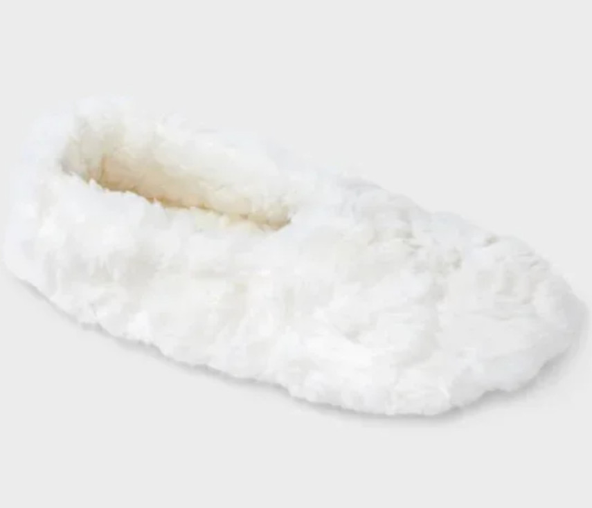 Auden Women’s Faux Fur Cozy Pull-On Slipper Socks with Grippers Size M/L