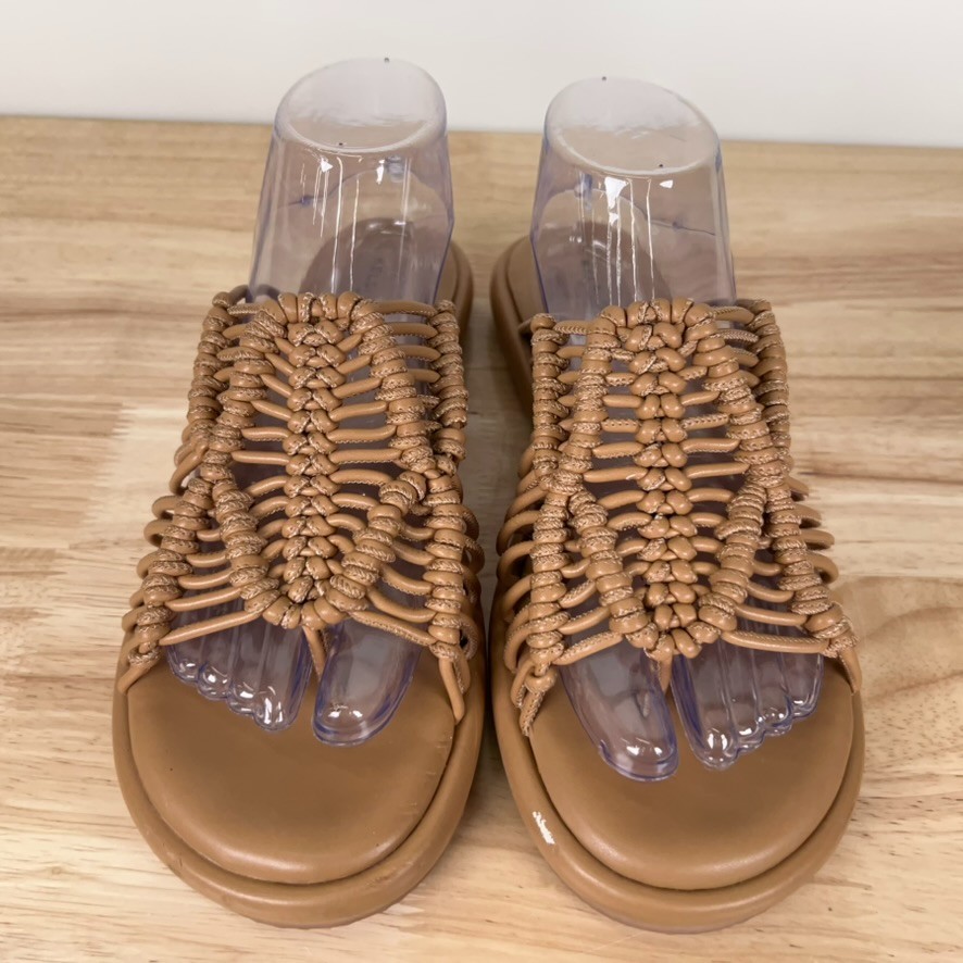 Anthropologie Kelsi Dagger Brooklyn Womens 9 Brown Strappy Turn Slide Sandals