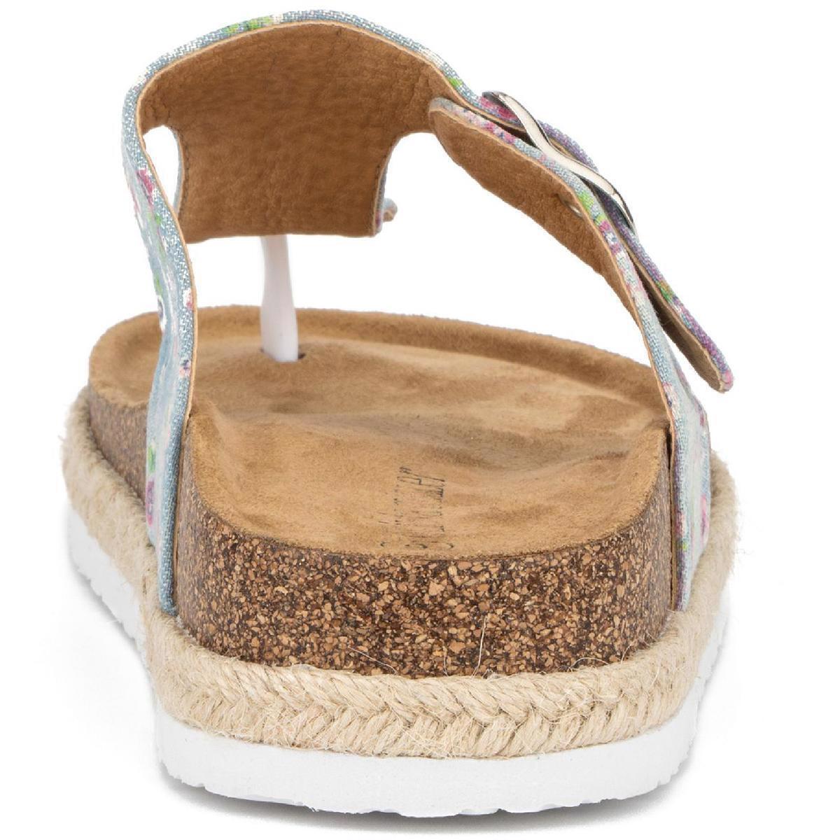 Olivia Miller Womens Canvas T-Strap Espadrille Footbed Sandals Shoes