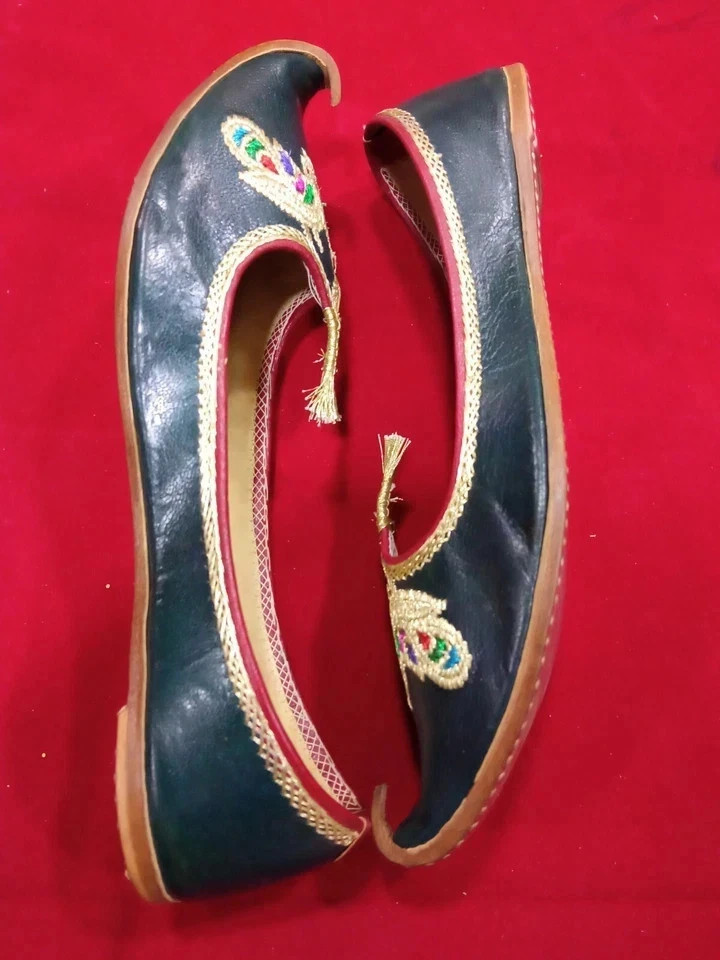 Women Wedding Shoes Leather Handmade Indian Mojaries Ballet Flat Jutties US 6-9