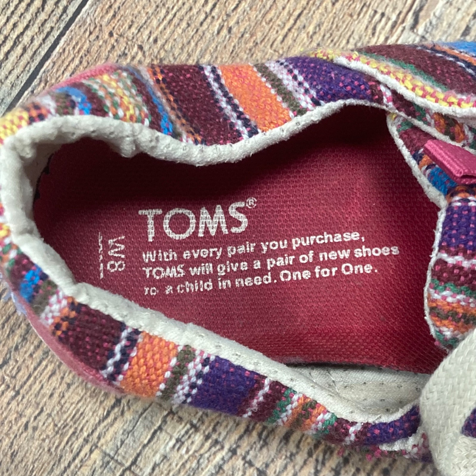 TOMS Del Rey Womens Size 8 Multi Color Striped Woven Lace Up Sneakers Boho Shoes
