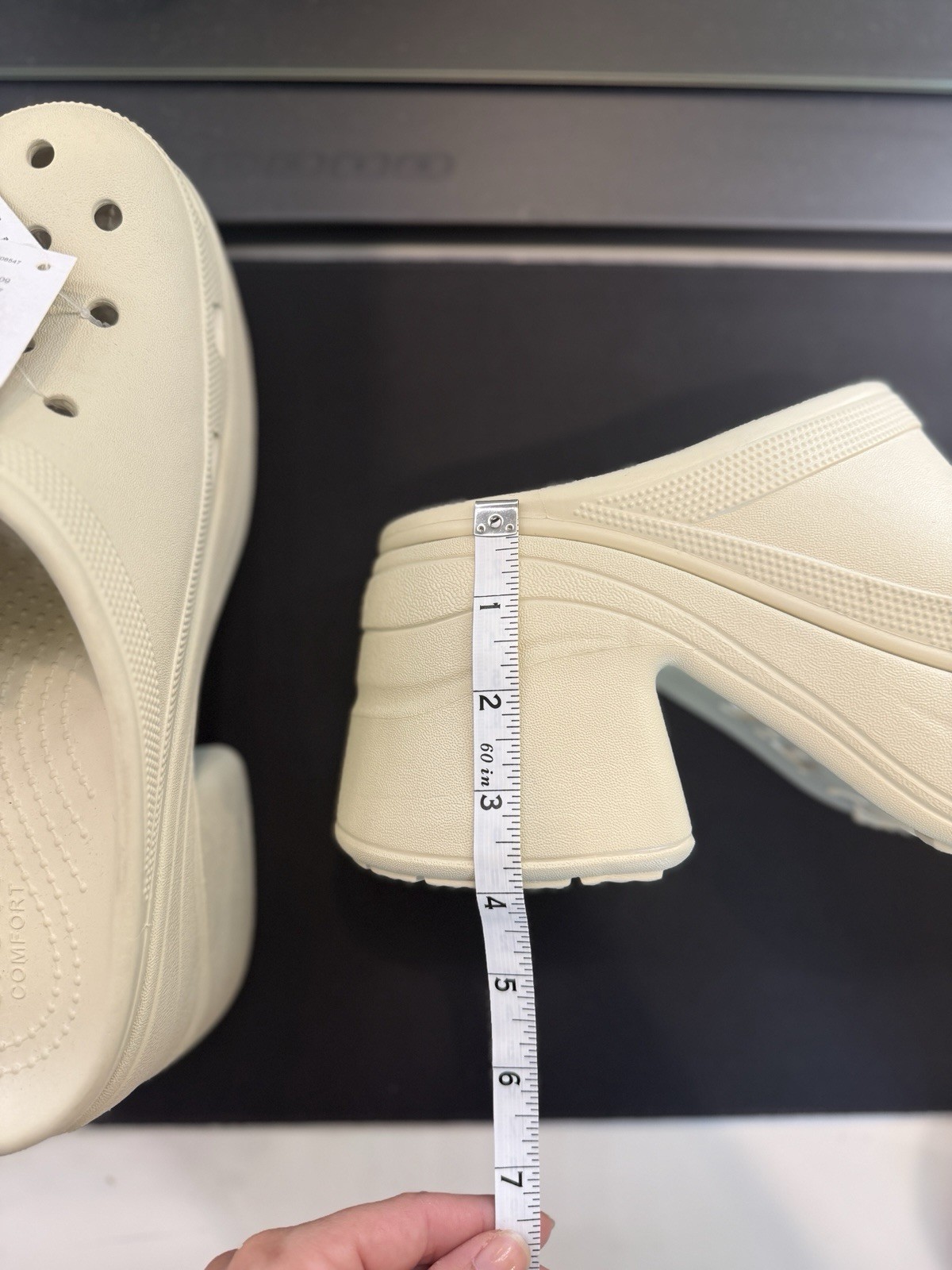 CROCS Siren Clogs Platform Mules Block High Heels Slip-on Bone Ivory EVA Size 10
