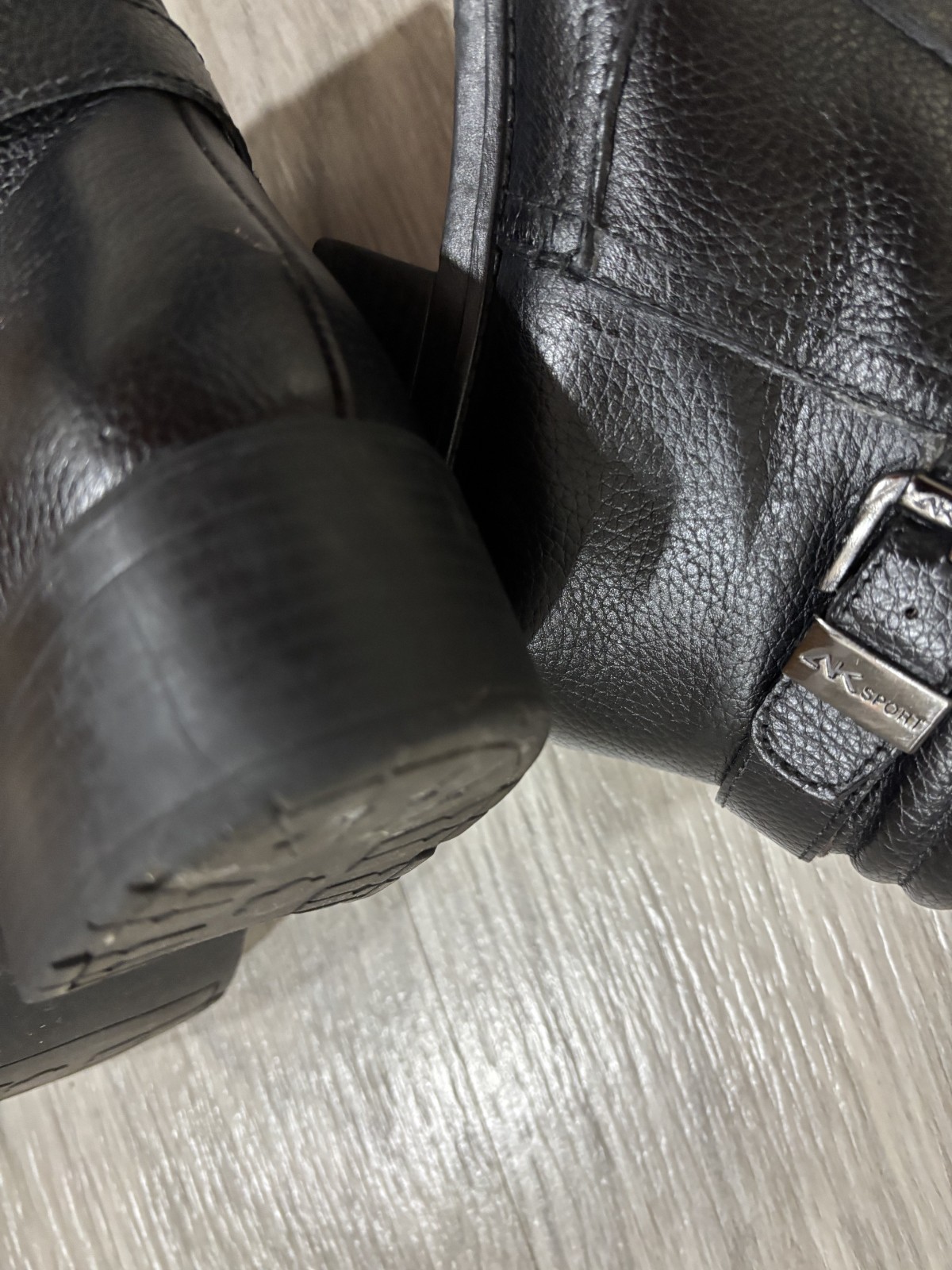 Women’s Black Leather Anne Klein LaConte Ankle Boots Sz. 9M