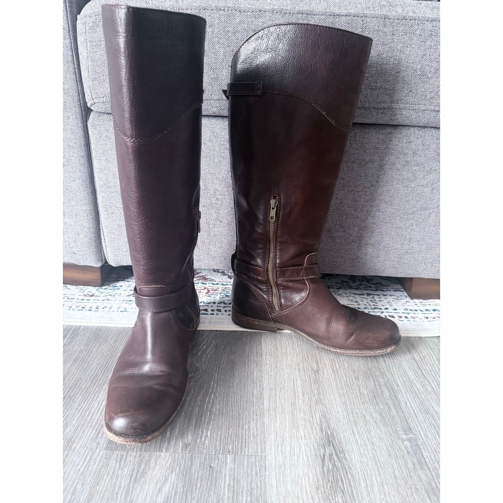 FRYE dark brown 100% leather knee high Phillip equestrian riding boots sz 10 B