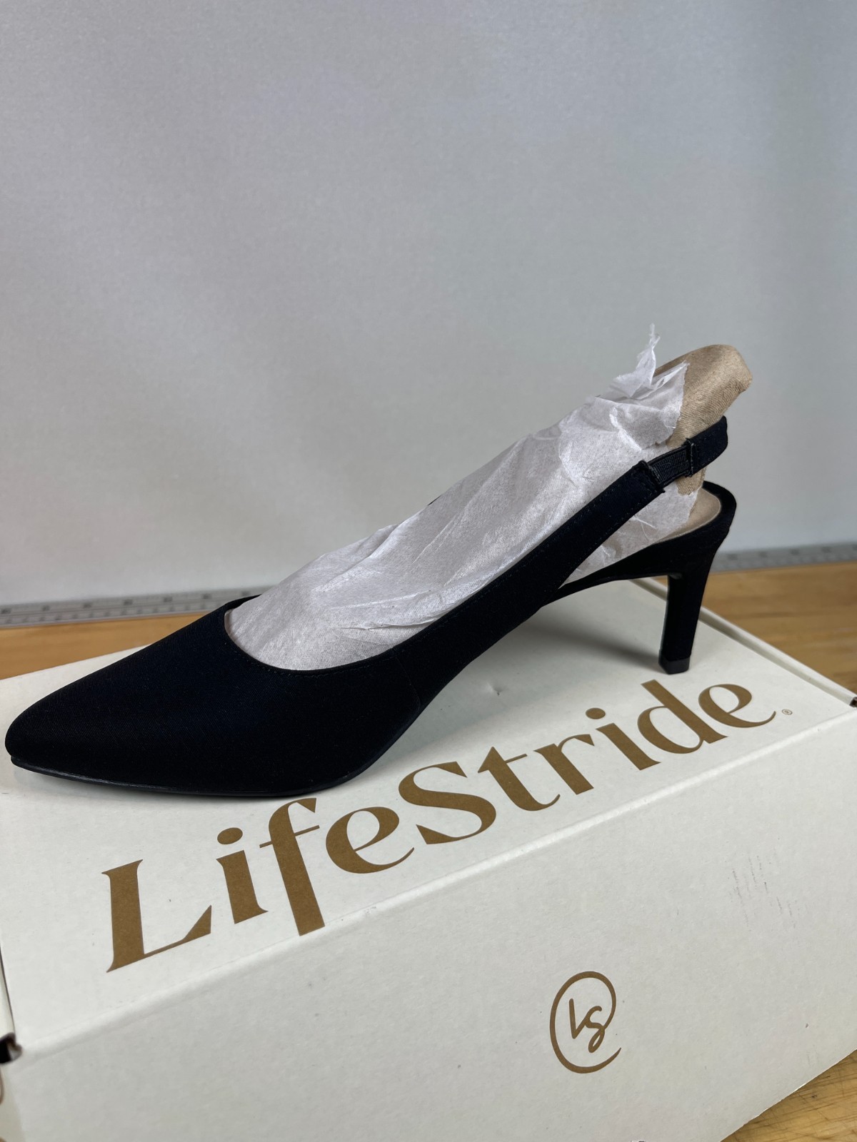 LifeStride Micron Slingback Heels Black Pointed Toe Women 5.5M Comfort